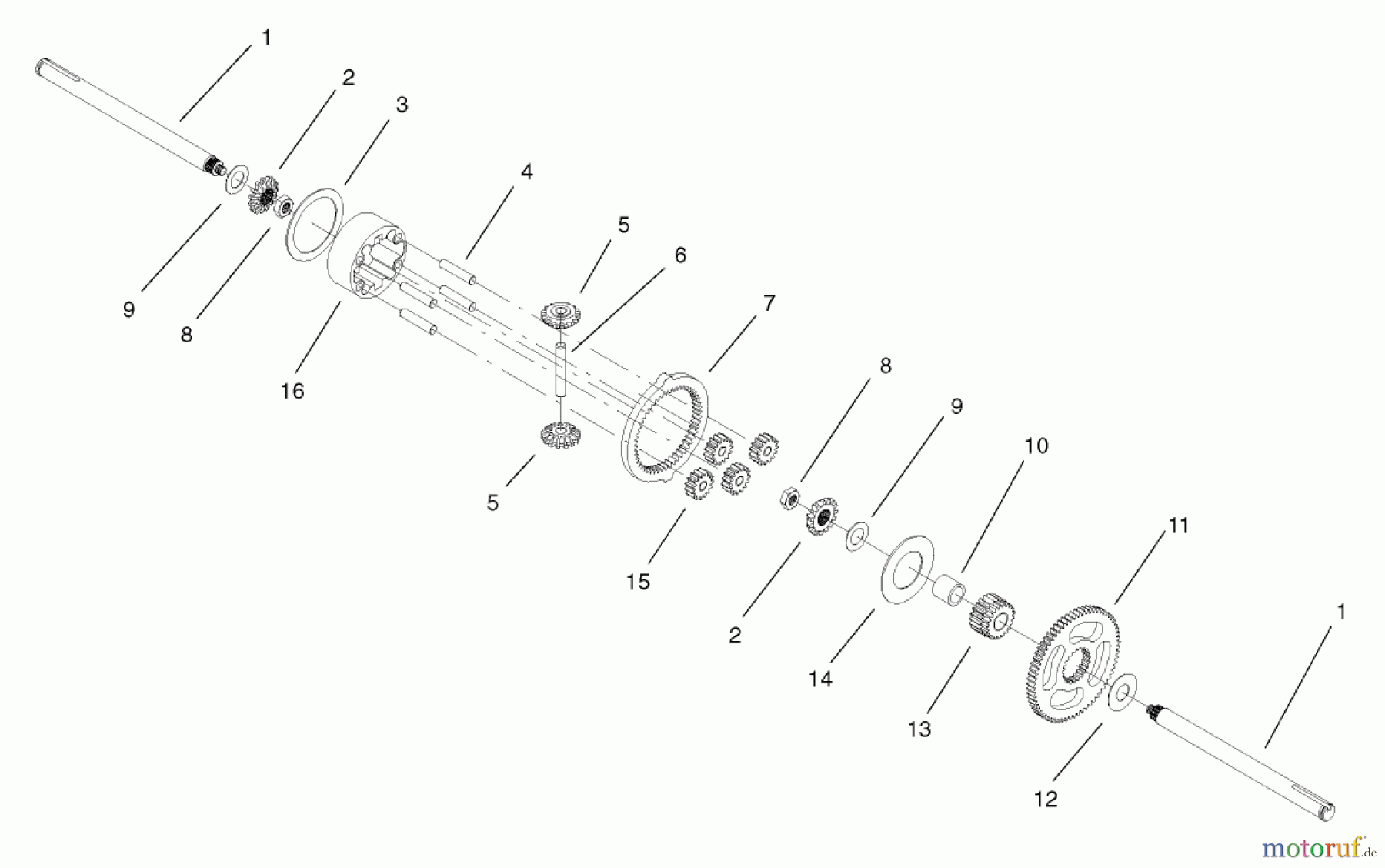 Toro Neu Mowers, Lawn & Garden Tractor Seite 1 72107 (268-HE) - Toro 268-HE Lawn and Garden Tractor, 2003 (230000001-230999999) DIFFERENTIAL GEAR ASSEMBLY