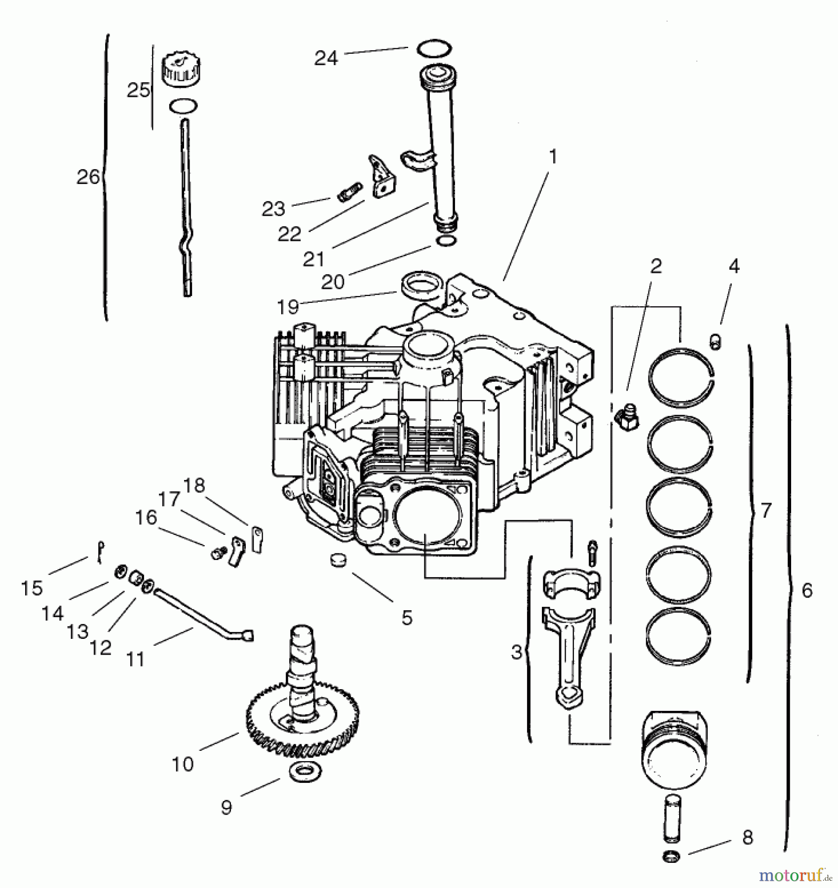 Toro Neu Mowers, Lawn & Garden Tractor Seite 1 72107 (268-HE) - Toro 268-HE Lawn and Garden Tractor, 2003 (230000001-230999999) GROUP 2-CRANKCASE ASSEMBLY KOHLER MODEL NO. CV18S-61529