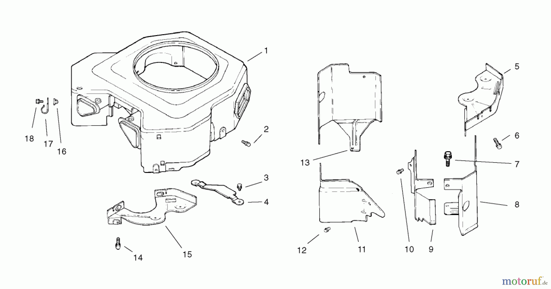 Toro Neu Mowers, Lawn & Garden Tractor Seite 1 72107 (268-HE) - Toro 268-HE Lawn and Garden Tractor, 2003 (230000001-230999999) GROUP 6-BLOWER HOUSING ASSEMBLY KOHLER MODEL NO. CV18S-61529