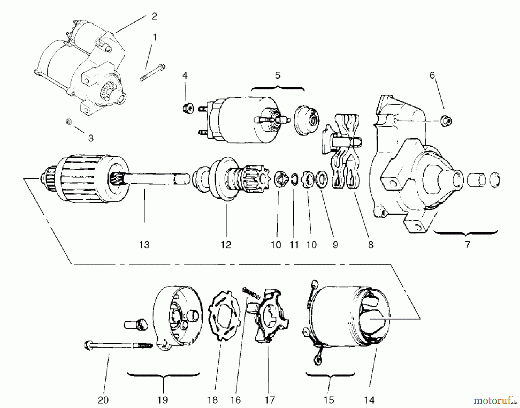 Toro Neu Mowers, Lawn & Garden Tractor Seite 1 72107 (268-HE) - Toro 268-HE Lawn and Garden Tractor, 2003 (230000001-230999999) GROUP 7-STARTER ASSEMBLY KOHLER MODEL NO. CV18S-61529