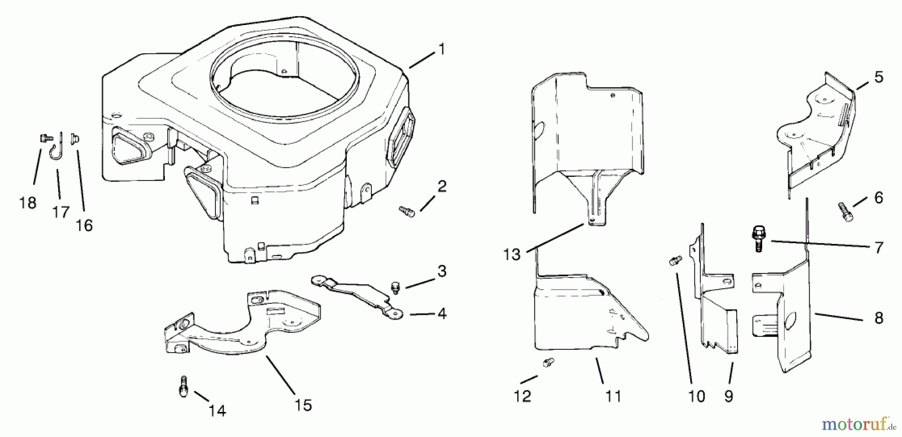 Toro Neu Mowers, Lawn & Garden Tractor Seite 1 72108 (270-H) - Toro 270-H Lawn and Garden Tractor, 2000 (200000001-200999999) BLOWER HOUSING & BAFFLES