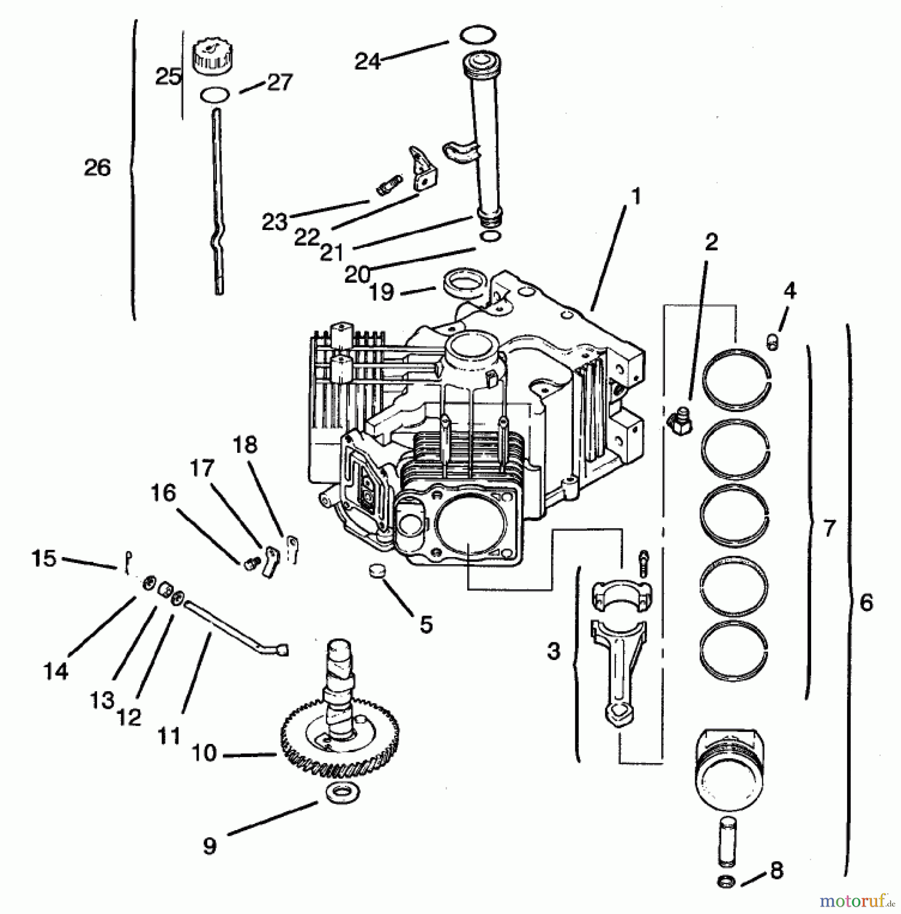 Toro Neu Mowers, Lawn & Garden Tractor Seite 1 72108 (270-H) - Toro 270-H Lawn and Garden Tractor, 2000 (200000001-200999999) CRANKCASE