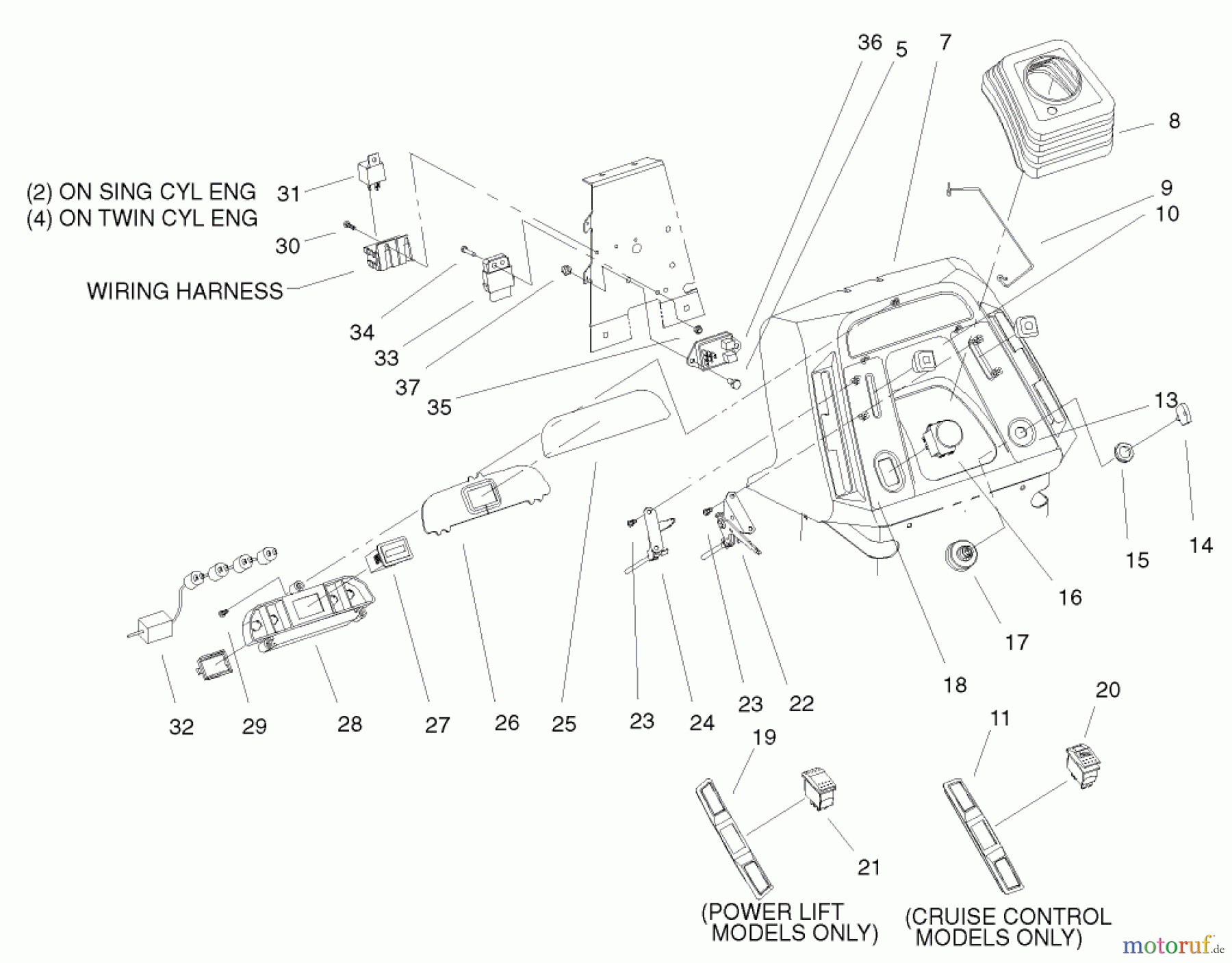 Toro Neu Mowers, Lawn & Garden Tractor Seite 1 72108 (270-H) - Toro 270-H Lawn and Garden Tractor, 2000 (200000001-200999999) DASH ASSEMBLY