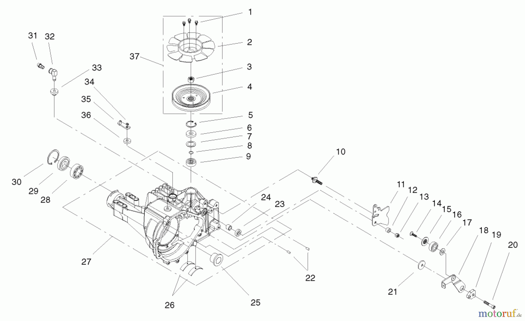 Toro Neu Mowers, Lawn & Garden Tractor Seite 1 72108 (270-H) - Toro 270-H Lawn and Garden Tractor, 2000 (200000001-200999999) HOUSING & FAN ASSEMBLY