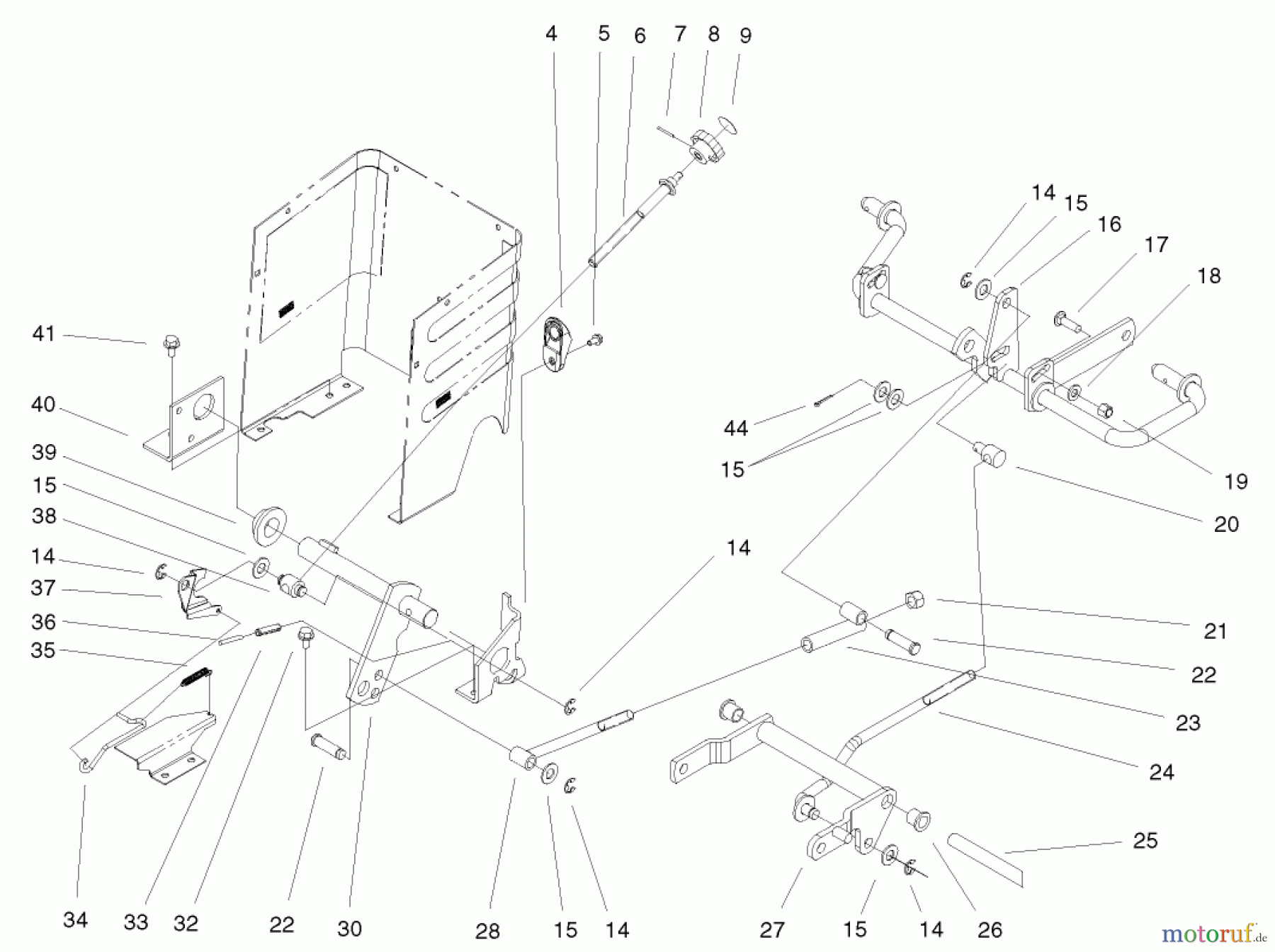 Toro Neu Mowers, Lawn & Garden Tractor Seite 1 72108 (270-H) - Toro 270-H Lawn and Garden Tractor, 2000 (200000001-200999999) LIFT LEVER & HOC ASSEMBLY