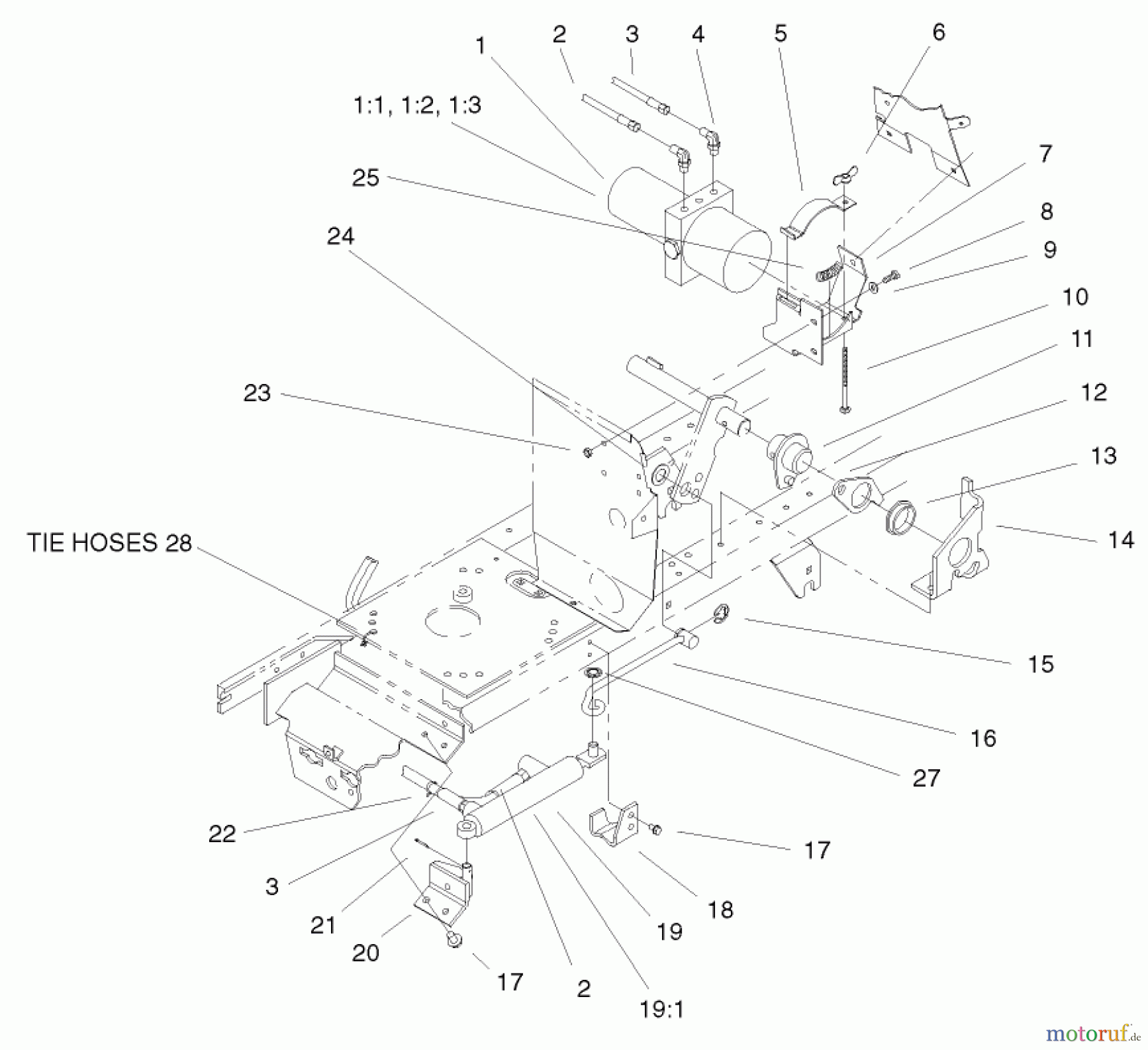 Toro Neu Mowers, Lawn & Garden Tractor Seite 1 72108 (270-H) - Toro 270-H Lawn and Garden Tractor, 2000 (200000001-200999999) POWER LIFT ASSEMBLY