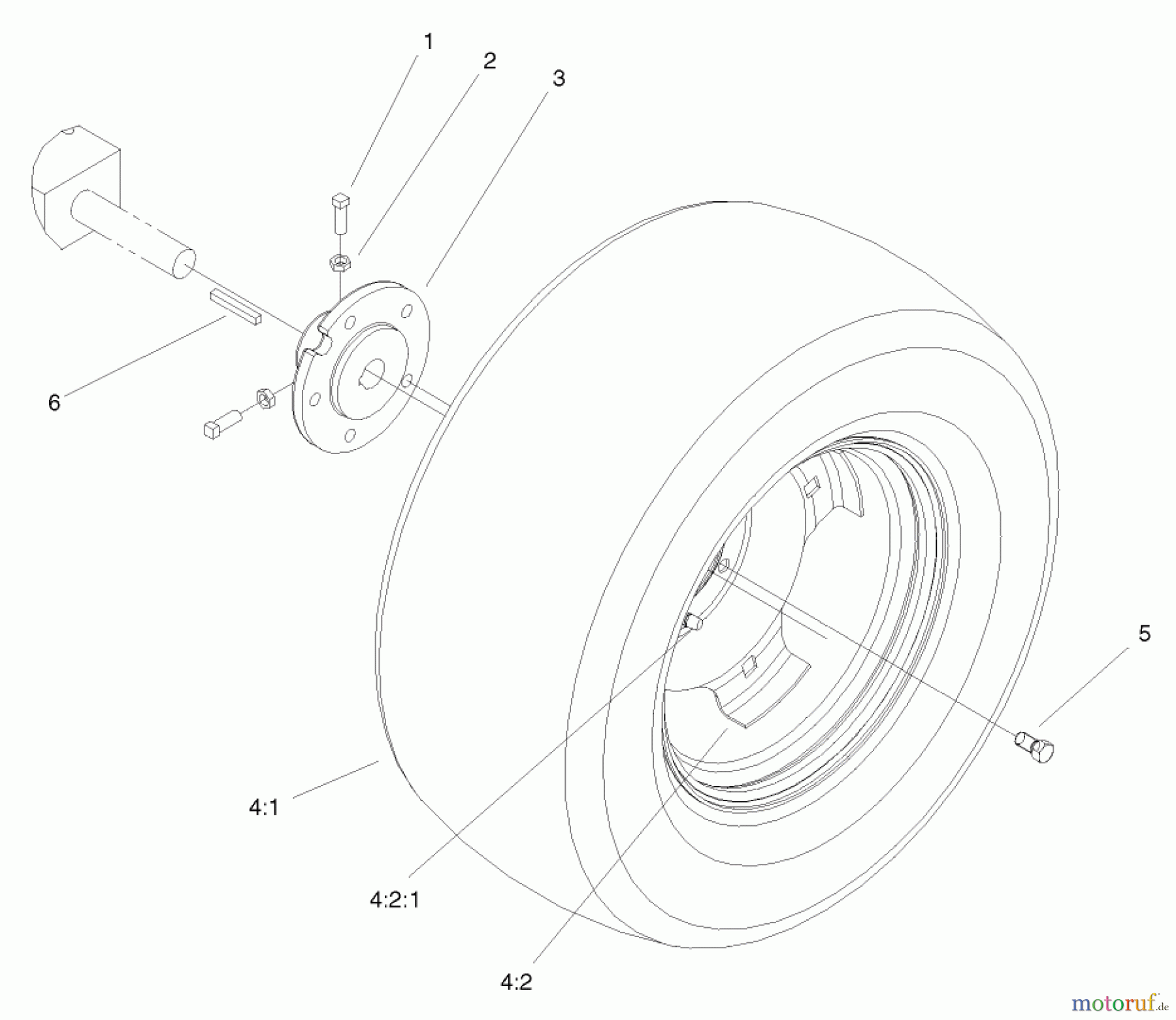 Toro Neu Mowers, Lawn & Garden Tractor Seite 1 72108 (270-H) - Toro 270-H Lawn and Garden Tractor, 2000 (200000001-200999999) REAR WHEEL ASSEMBLY