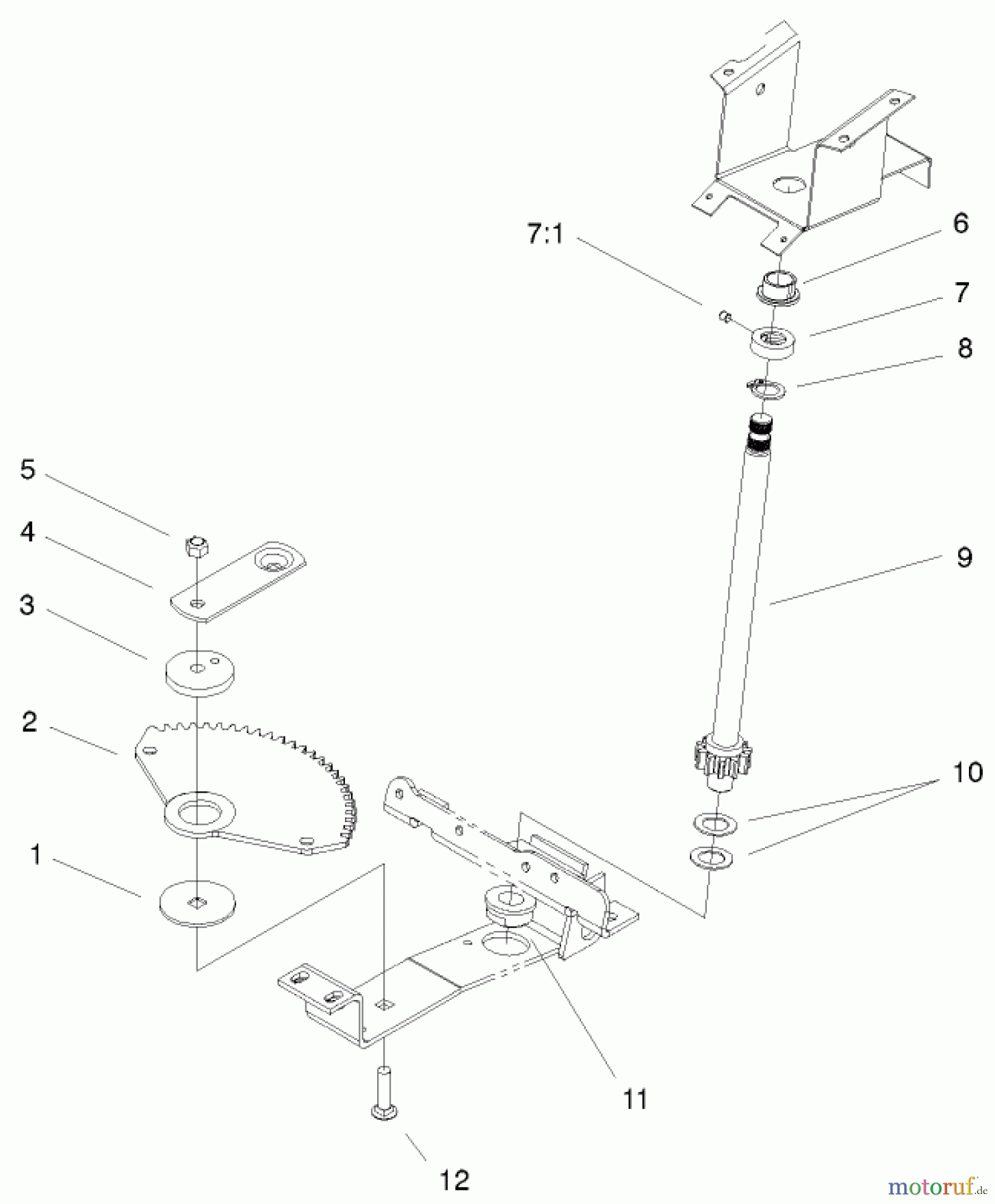 Toro Neu Mowers, Lawn & Garden Tractor Seite 1 72116 (270-HE) - Toro 270-HE Lawn and Garden Tractor, 2002 (220000001-220999999) LOWER STEERING ASSEMBLY