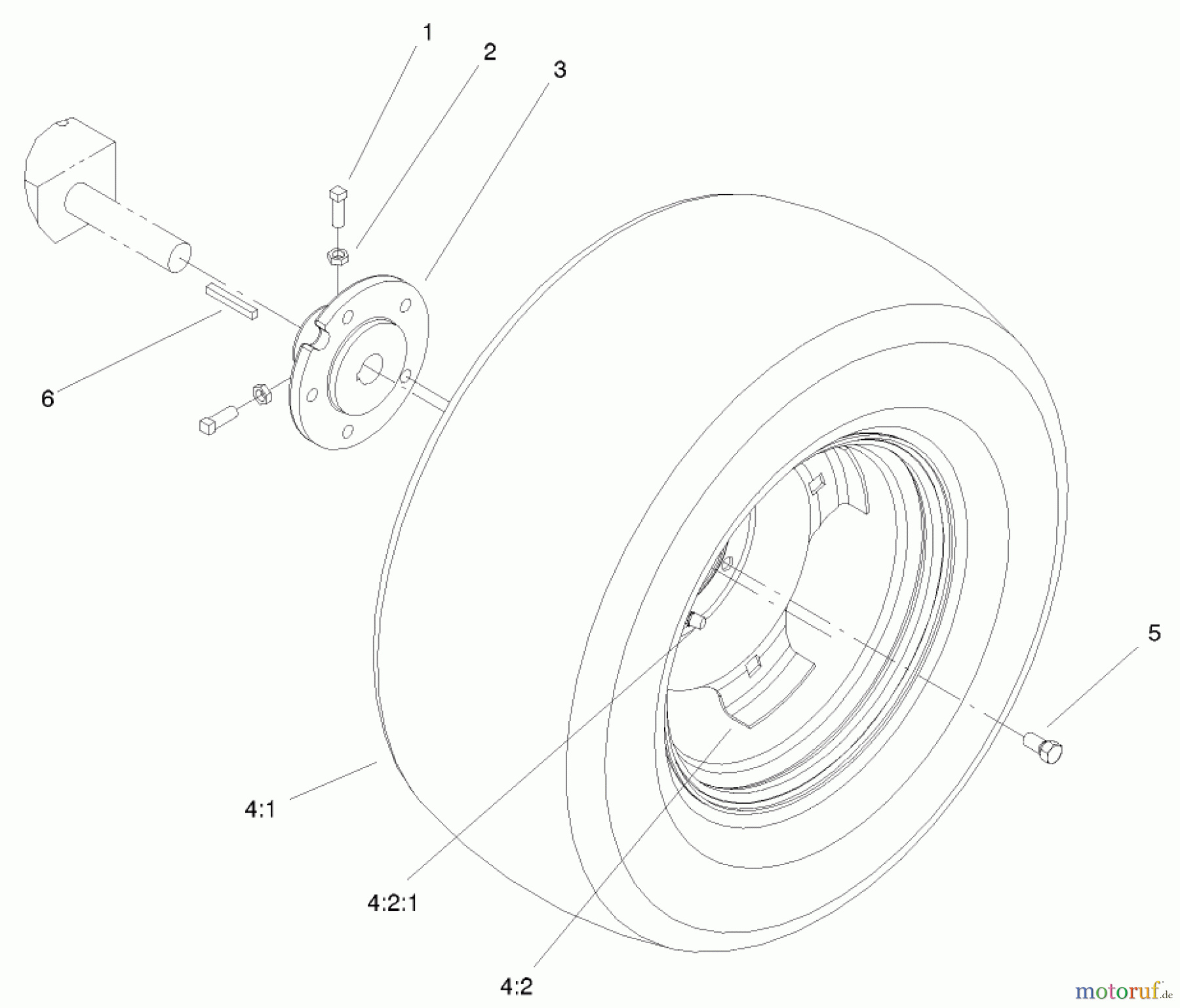 Toro Neu Mowers, Lawn & Garden Tractor Seite 1 72116 (270-HE) - Toro 270-HE Lawn and Garden Tractor, 2002 (220000001-220999999) REAR WHEEL ASSEMBLY