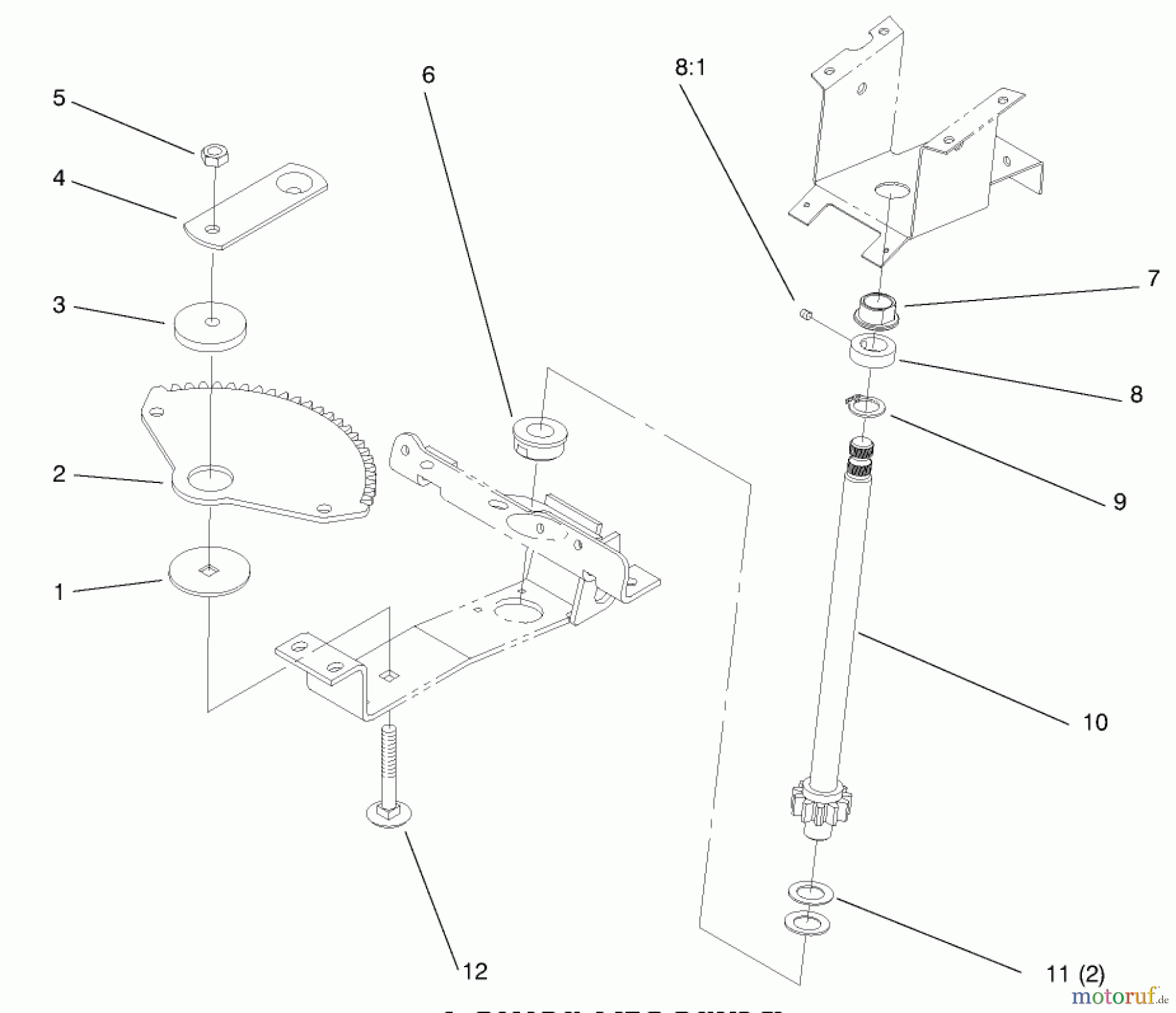 Toro Neu Mowers, Lawn & Garden Tractor Seite 1 72110 (270-H) - Toro 270-H Lawn and Garden Tractor, 1996 (6900001-6999999) LOWER STEERING