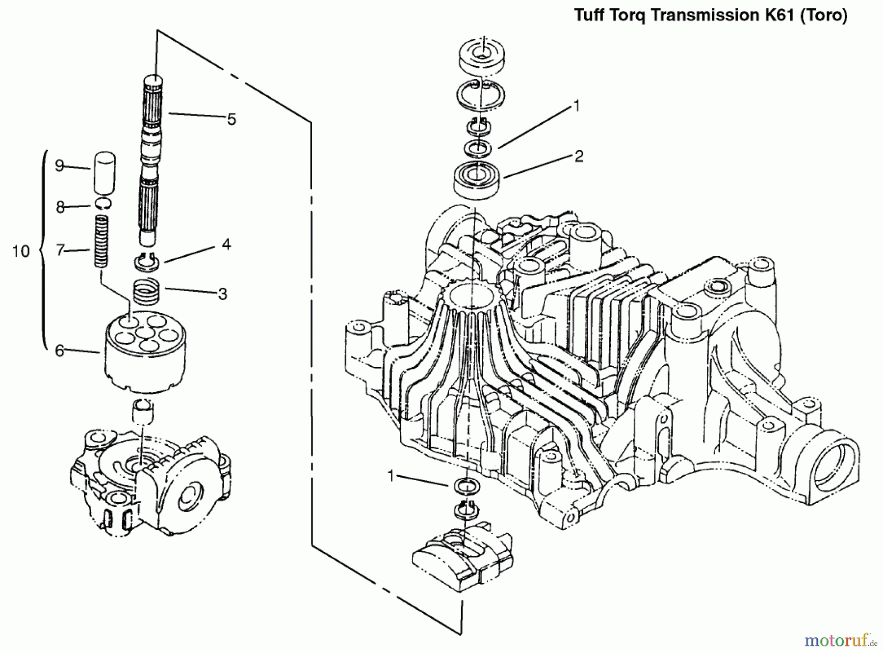 Toro Neu Mowers, Lawn & Garden Tractor Seite 1 72110 (270-H) - Toro 270-H Lawn and Garden Tractor, 1996 (6900001-6999999) PUMP SHAFT