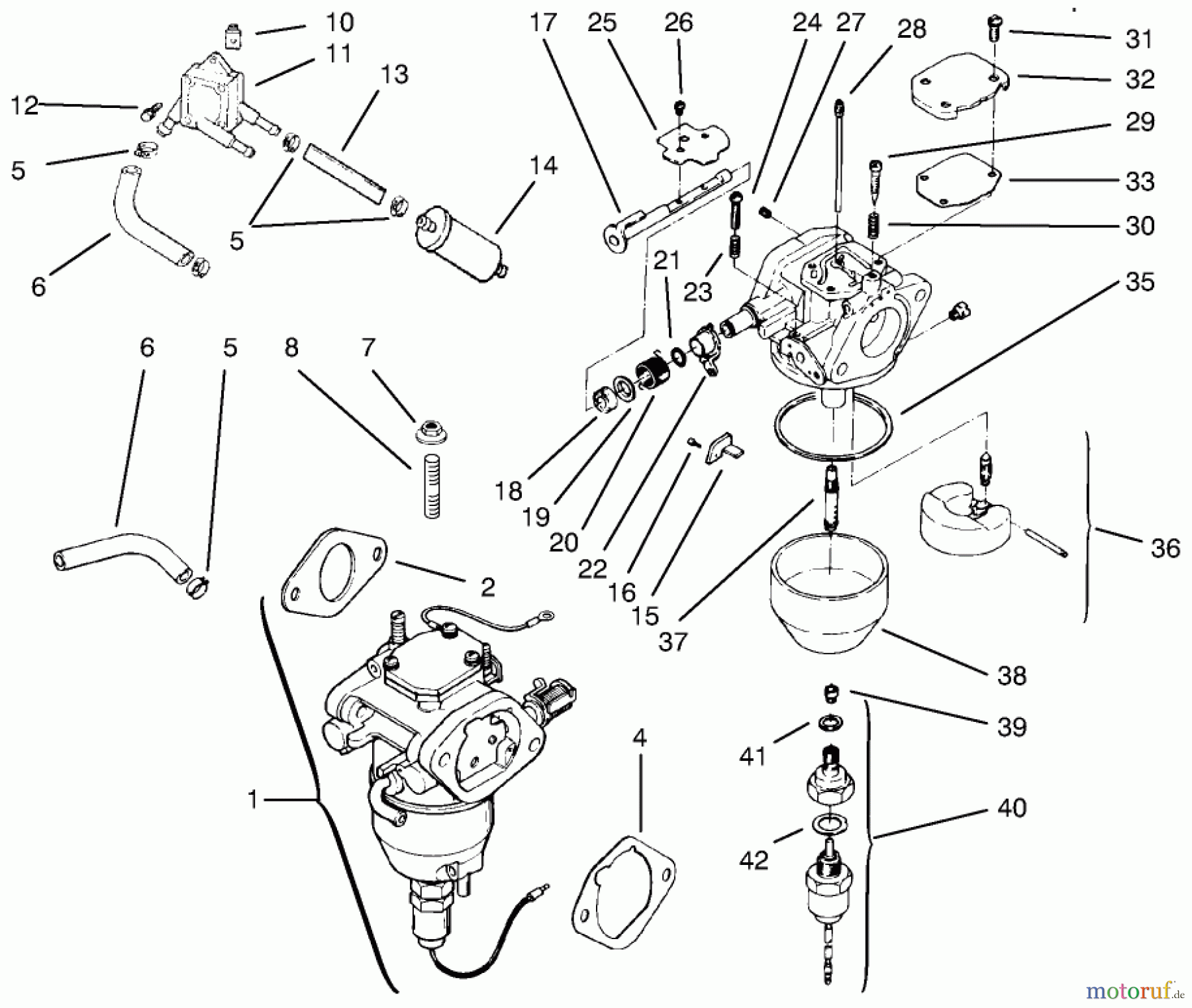 Toro Neu Mowers, Lawn & Garden Tractor Seite 1 72110 (270-H) - Toro 270-H Lawn and Garden Tractor, 1997 (7900001-7999999) FUEL SYSTEM #1