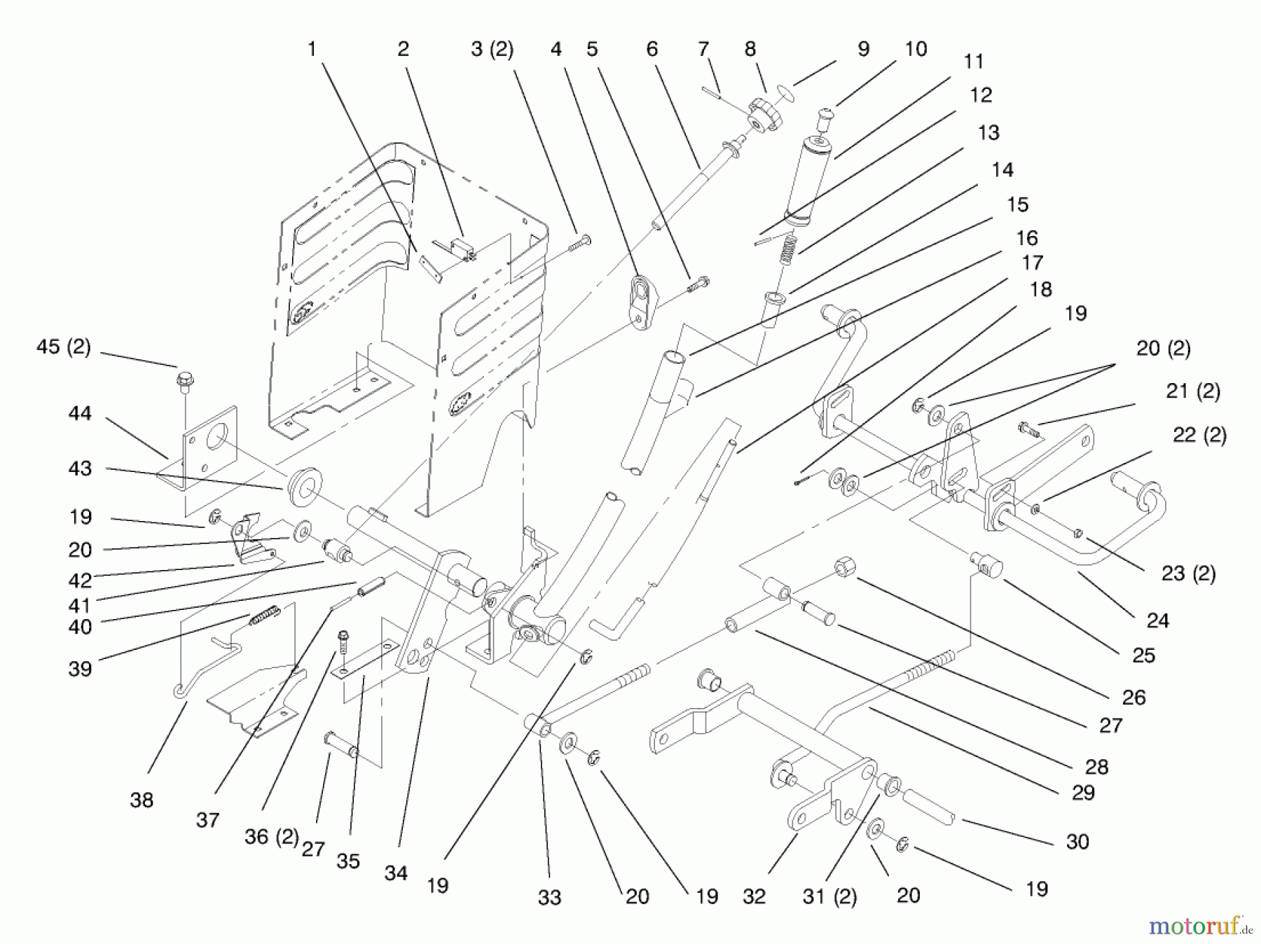 Toro Neu Mowers, Lawn & Garden Tractor Seite 1 72110 (270-H) - Toro 270-H Lawn and Garden Tractor, 1998 (8900600-8999999) LIFT LEVER AND HEIGHT OF CUT
