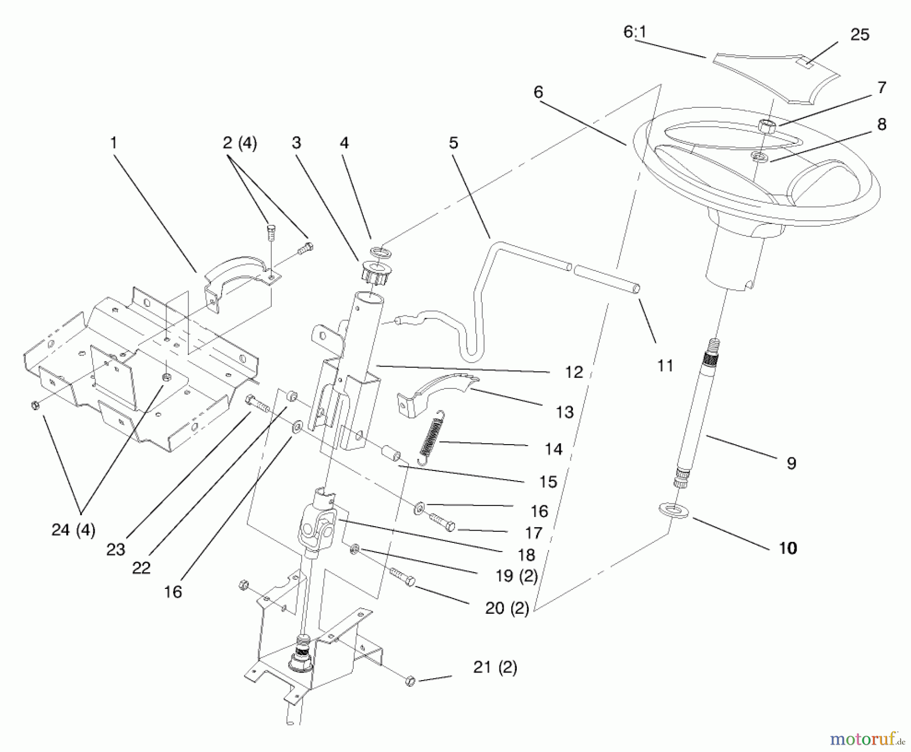 Toro Neu Mowers, Lawn & Garden Tractor Seite 1 72110 (270-H) - Toro 270-H Lawn and Garden Tractor, 1998 (8900600-8999999) STEERING WHEEL AND TILT