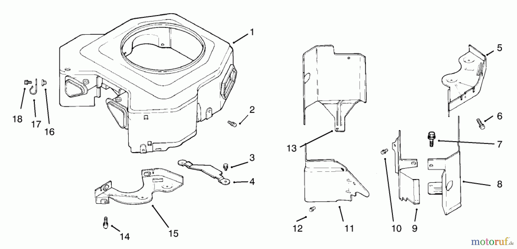 Toro Neu Mowers, Lawn & Garden Tractor Seite 1 72116 (270-HE) - Toro 270-HE Lawn and Garden Tractor, 2003 (230000001-230999999) GROUP 6-BLOWER HOUSING ASSEMBLY KOHLER MODEL NO. CV20S-65531 AND CV20S-65532