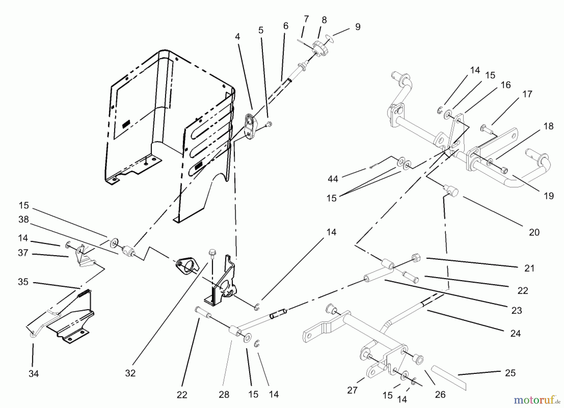  Toro Neu Mowers, Lawn & Garden Tractor Seite 1 72116 (270-HE) - Toro 270-HE Lawn and Garden Tractor, 2003 (230000001-230999999) LIFT LEVER AND HOC ASSEMBLY