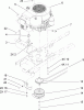 Toro 72200 (410) - 410 Garden Tractor, 2005 (250000001-250999999) Ersatzteile ENGINE, MUFFLER AND PTO ASSEMBLY
