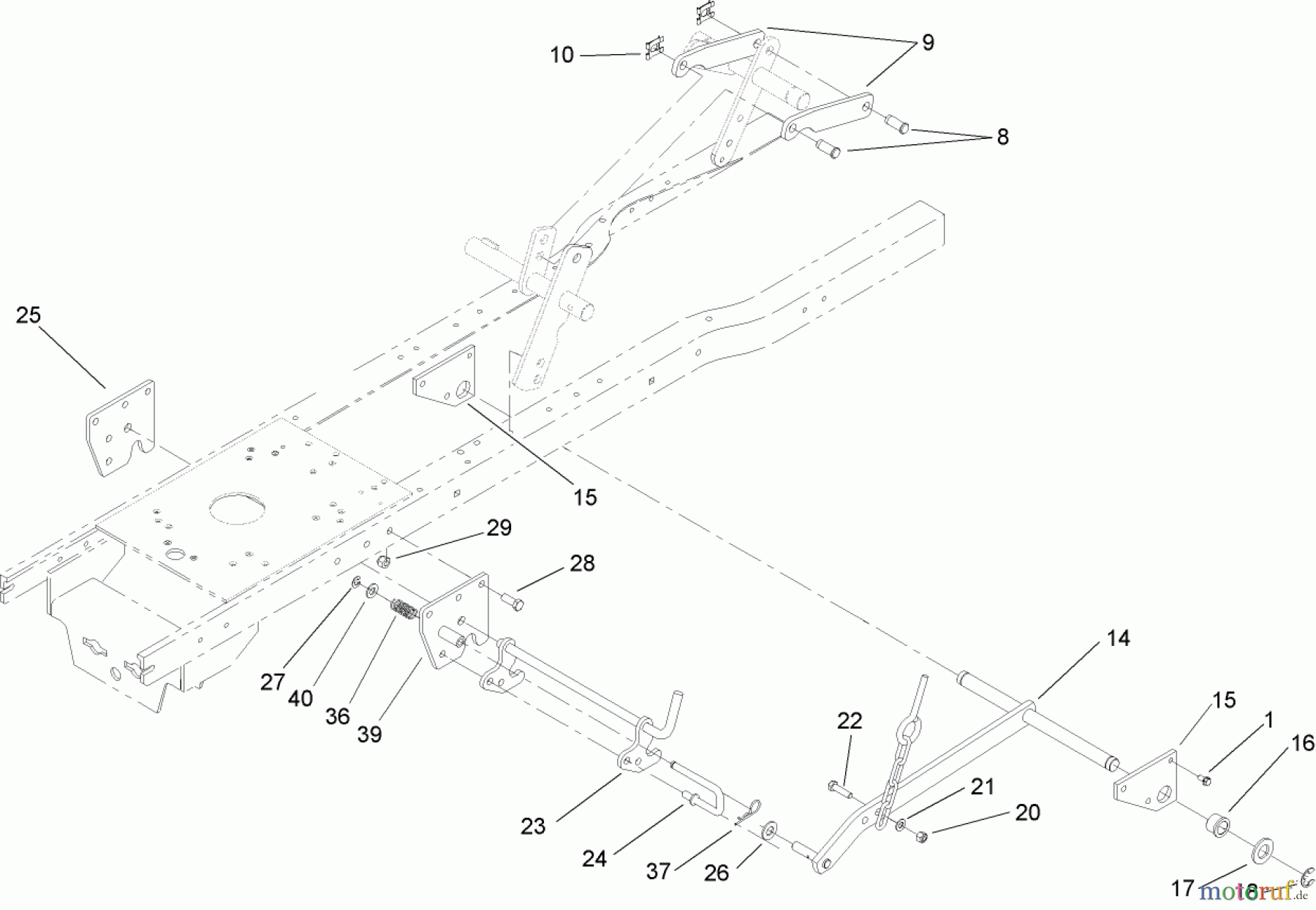 Toro Neu Mowers, Lawn & Garden Tractor Seite 1 72200 (410) - Toro 410 Garden Tractor, 2005 (250000001-250999999) LIFT ASSEMBLY