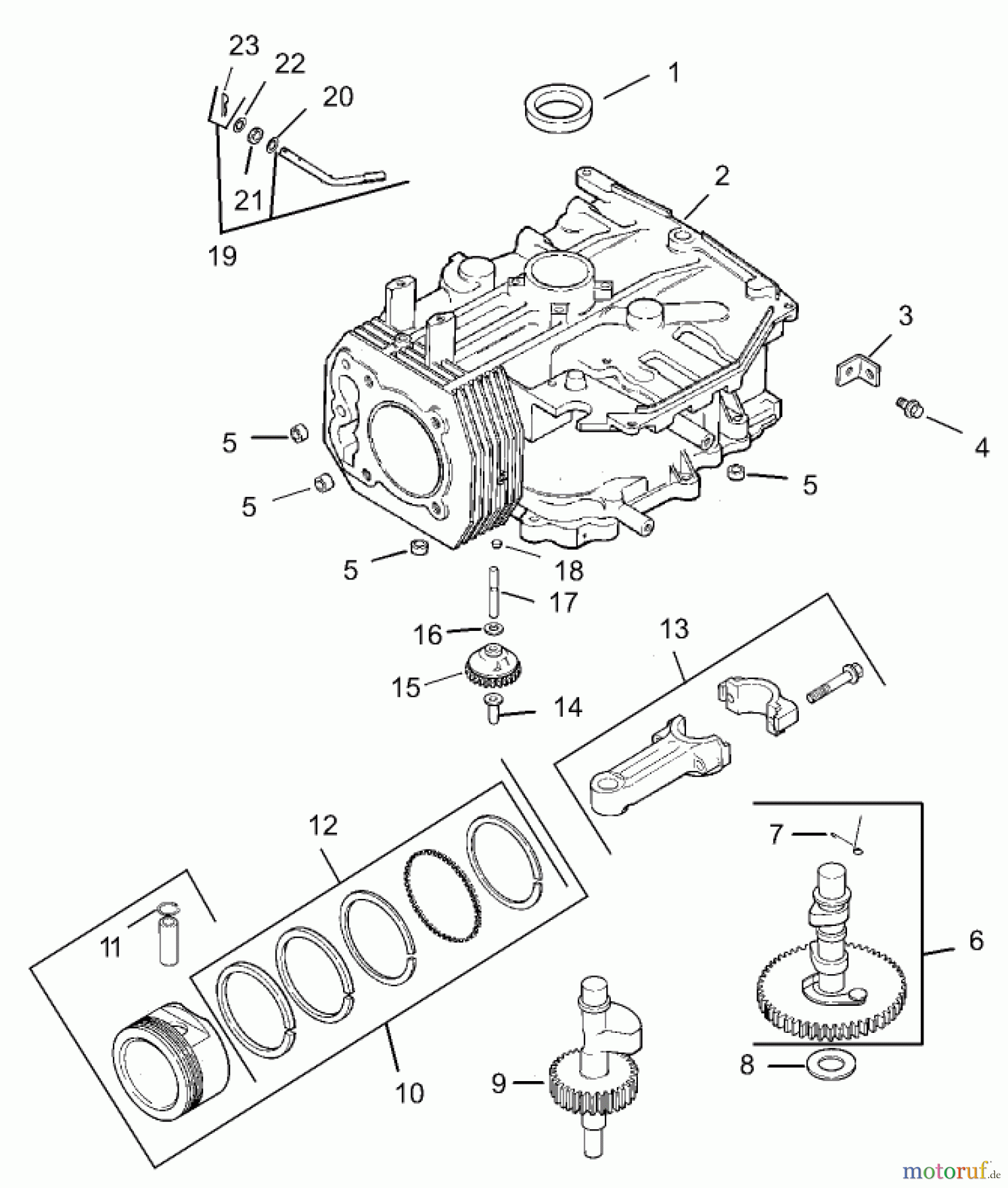 Toro Neu Mowers, Lawn & Garden Tractor Seite 1 72200 (416XT) - Toro 416XT Garden Tractor, 2003 (230000001-230999999) GROUP 2-CRANKCASE ASSEMBLY