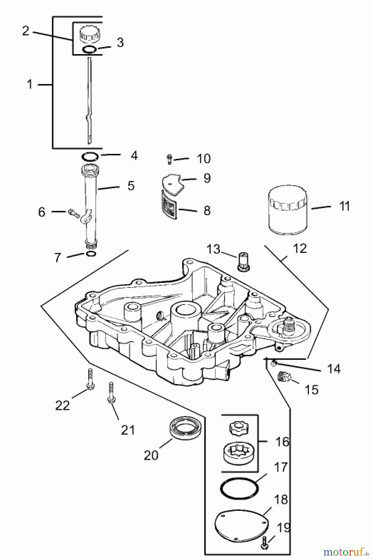 Toro Neu Mowers, Lawn & Garden Tractor Seite 1 72200 (416XT) - Toro 416XT Garden Tractor, 2003 (230000001-230999999) GROUP 3-OIL PAN/LUBRICATION ASSEMBLY