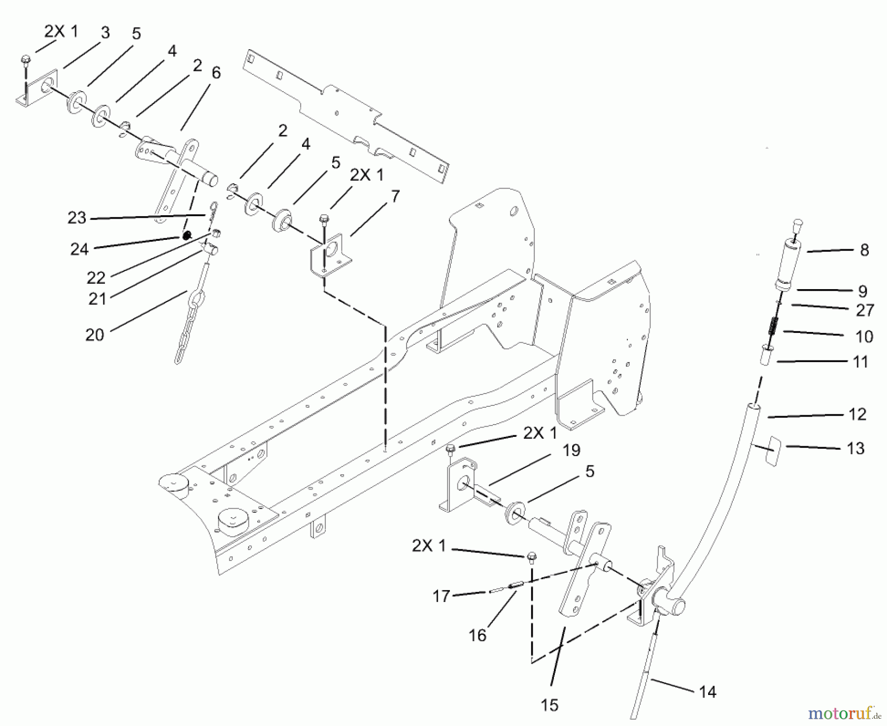 Toro Neu Mowers, Lawn & Garden Tractor Seite 1 72200 (416XT) - Toro 416XT Garden Tractor, 2003 (230000001-230999999) MANUAL LIFT LEVER ASSEMBLY