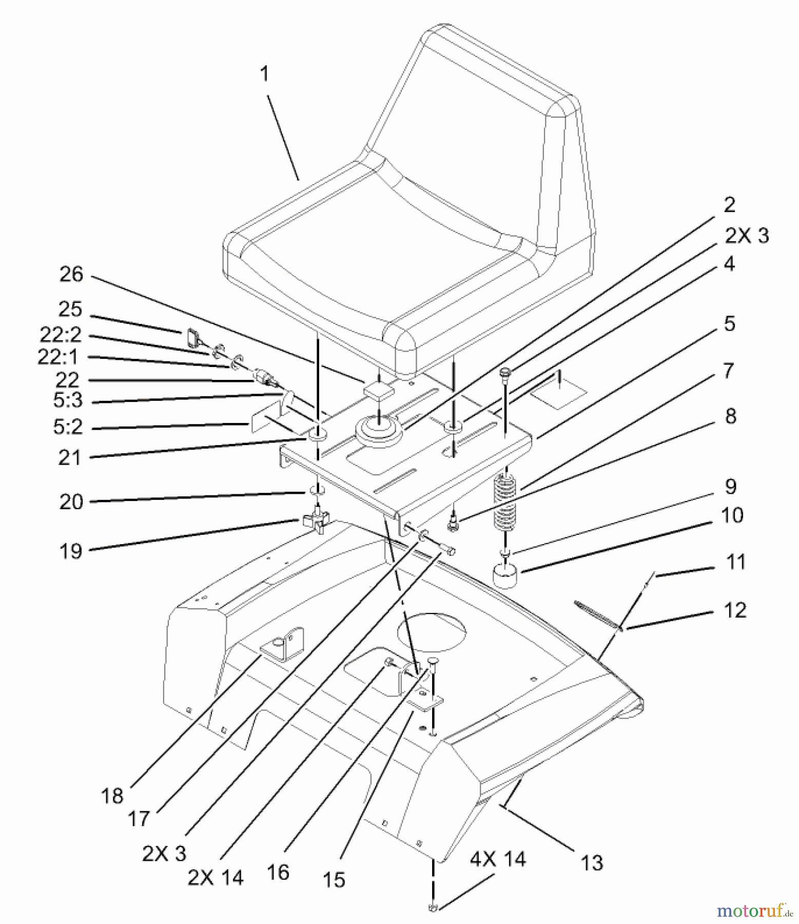 Toro Neu Mowers, Lawn & Garden Tractor Seite 1 72200 (416XT) - Toro 416XT Garden Tractor, 2004 (240000001-240999999) SEAT ASSEMBLY