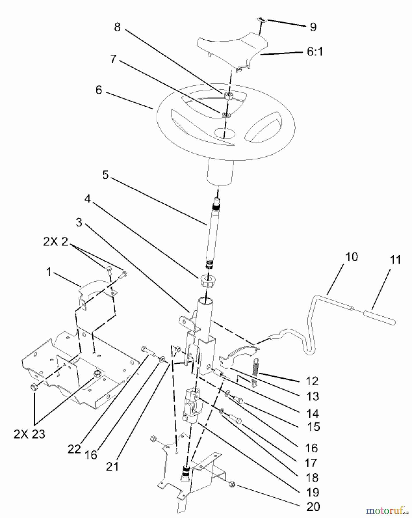Toro Neu Mowers, Lawn & Garden Tractor Seite 1 72200 (416XT) - Toro 416XT Garden Tractor, 2004 (240000001-240999999) STEERING WHEEL AND TILT ASSEMBLY