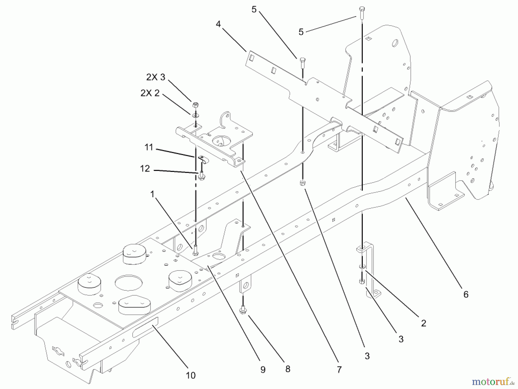 Toro Neu Mowers, Lawn & Garden Tractor Seite 1 72201 (417XT) - Toro 417XT Garden Tractor, 2003 (230000001-230999999) FRAME ASSEMBLY