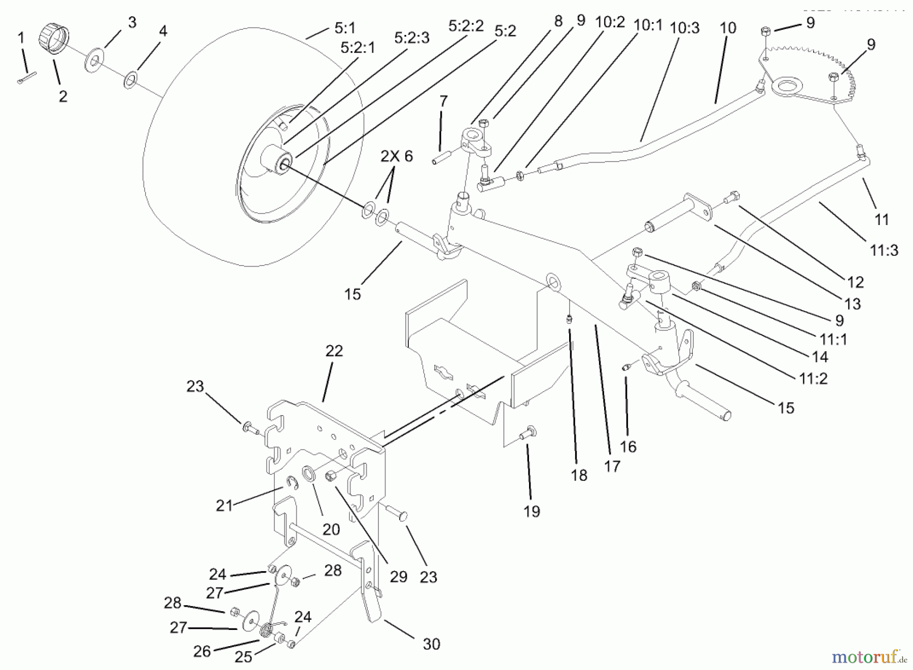 Toro Neu Mowers, Lawn & Garden Tractor Seite 1 72201 (417XT) - Toro 417XT Garden Tractor, 2003 (230000001-230999999) FRONT AXLE AND FRONT HITCH ASSEMBLY