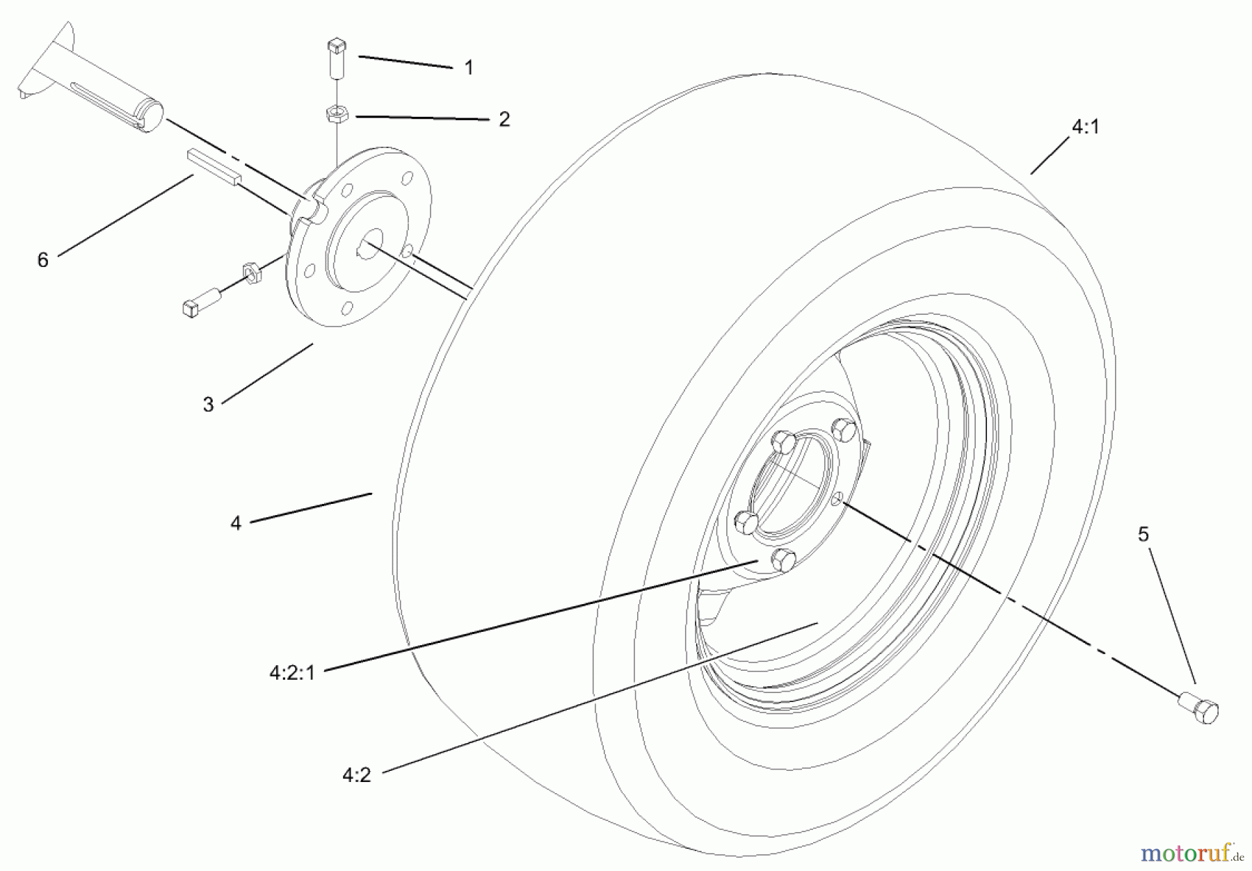 Toro Neu Mowers, Lawn & Garden Tractor Seite 1 72201 (417XT) - Toro 417XT Garden Tractor, 2003 (230000001-230999999) REAR WHEEL ASSEMBLY