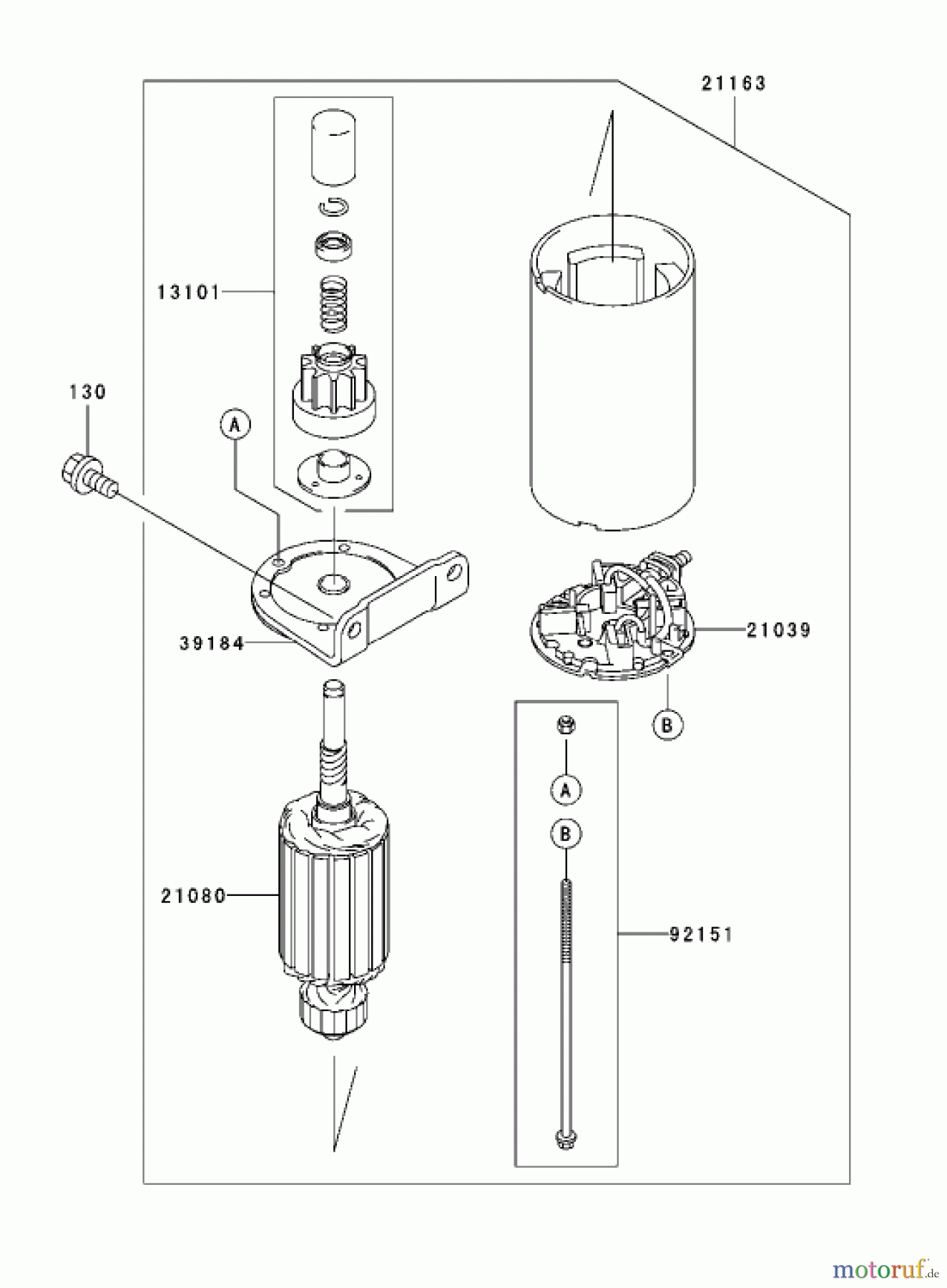 Toro Neu Mowers, Lawn & Garden Tractor Seite 1 72201 (417XT) - Toro 417XT Garden Tractor, 2003 (230000001-230999999) STARTER ASSEMBLY KAWASAKI FH541V-AS04