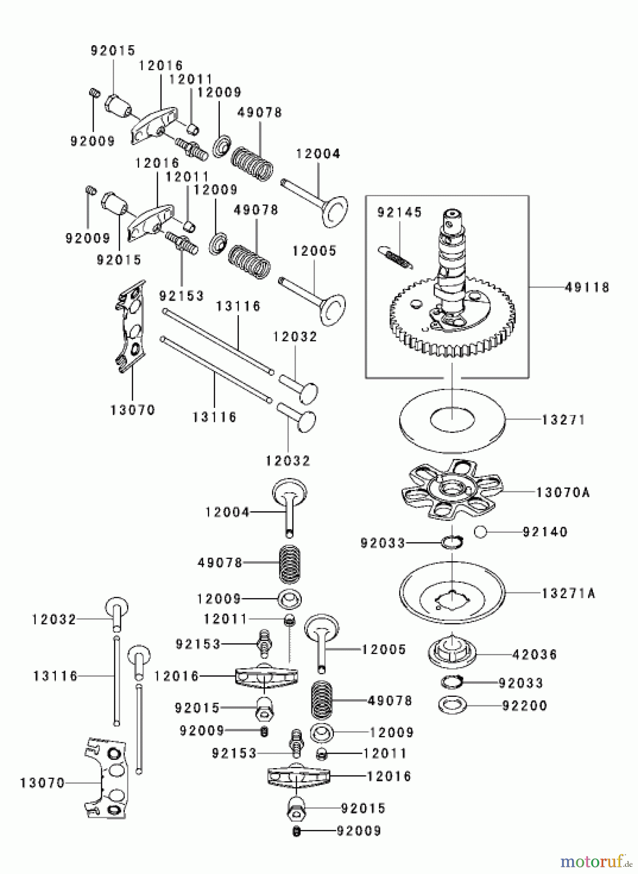 Toro Neu Mowers, Lawn & Garden Tractor Seite 1 72201 (417XT) - Toro 417XT Garden Tractor, 2003 (230000001-230999999) VALVE/CAMSHAFT ASSEMBLY KAWASAKI FH541V-AS04