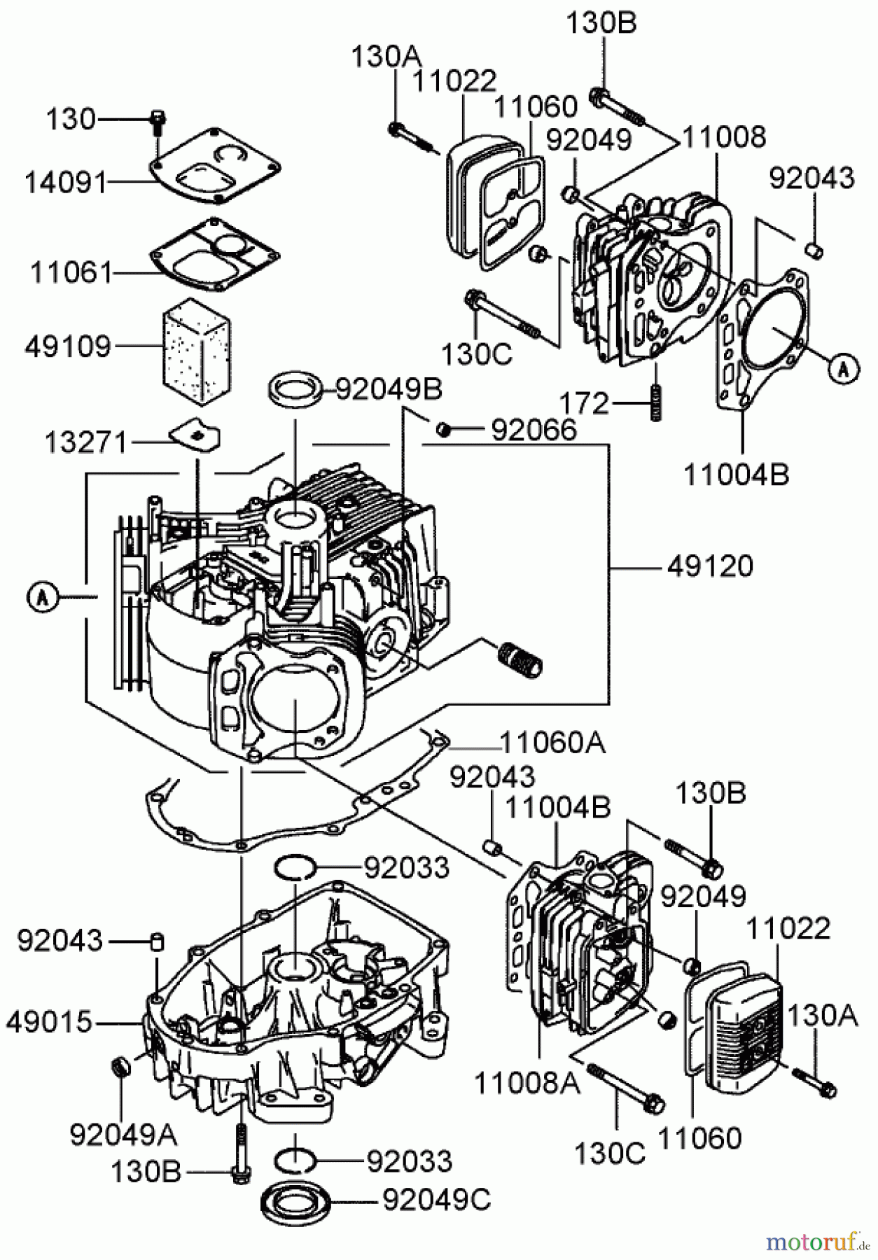 Toro Neu Mowers, Lawn & Garden Tractor Seite 1 72201 (417XT) - Toro 417XT Garden Tractor, 2004 (240000001-240999999) CYLINDER/CRANKCASE ASSEMBLY KAWASAKI FH541V-BS04