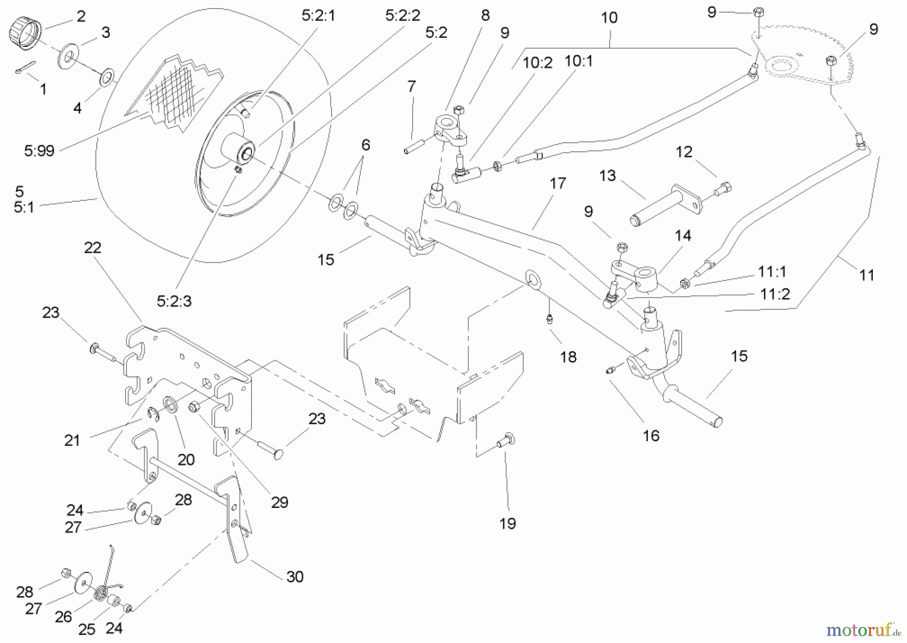 Toro Neu Mowers, Lawn & Garden Tractor Seite 1 72201 (417XT) - Toro 417XT Garden Tractor, 2004 (240000001-240999999) FRONT AXLE AND HITCH ASSEMBLY