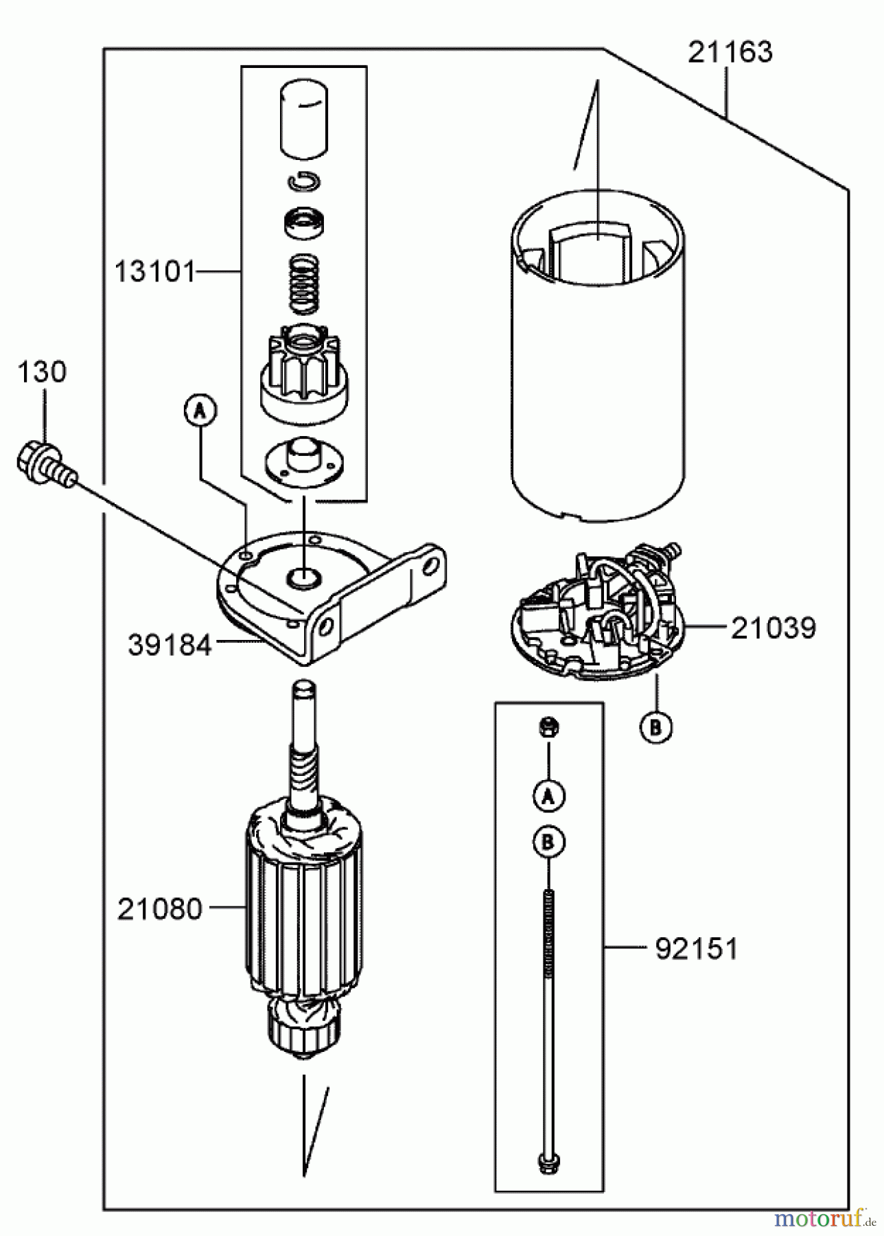 Toro Neu Mowers, Lawn & Garden Tractor Seite 1 72201 (417XT) - Toro 417XT Garden Tractor, 2004 (240000001-240999999) STARTER ASSEMBLY KAWASAKI FH541V-BS04