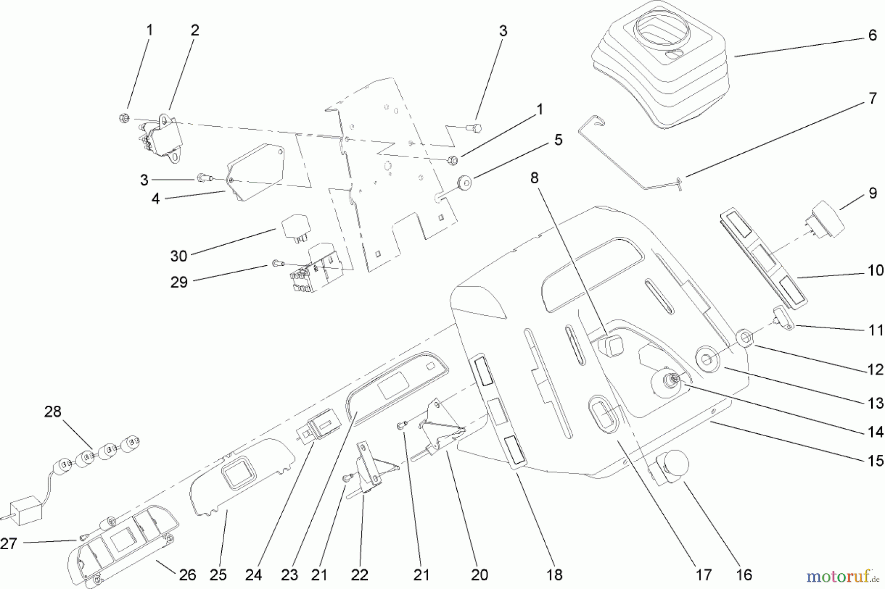  Toro Neu Mowers, Lawn & Garden Tractor Seite 1 72201 (420) - Toro 420 Garden Tractor, 2005 (250000001-250999999) DASH ASSEMBLY