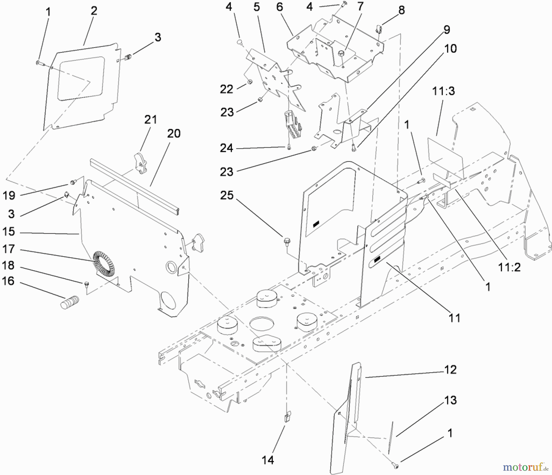  Toro Neu Mowers, Lawn & Garden Tractor Seite 1 72202 (419XT) - Toro 419XT Garden Tractor, 2003 (230000001-230999999) HOODSTAND AND FIREWALL ASSEMBLY
