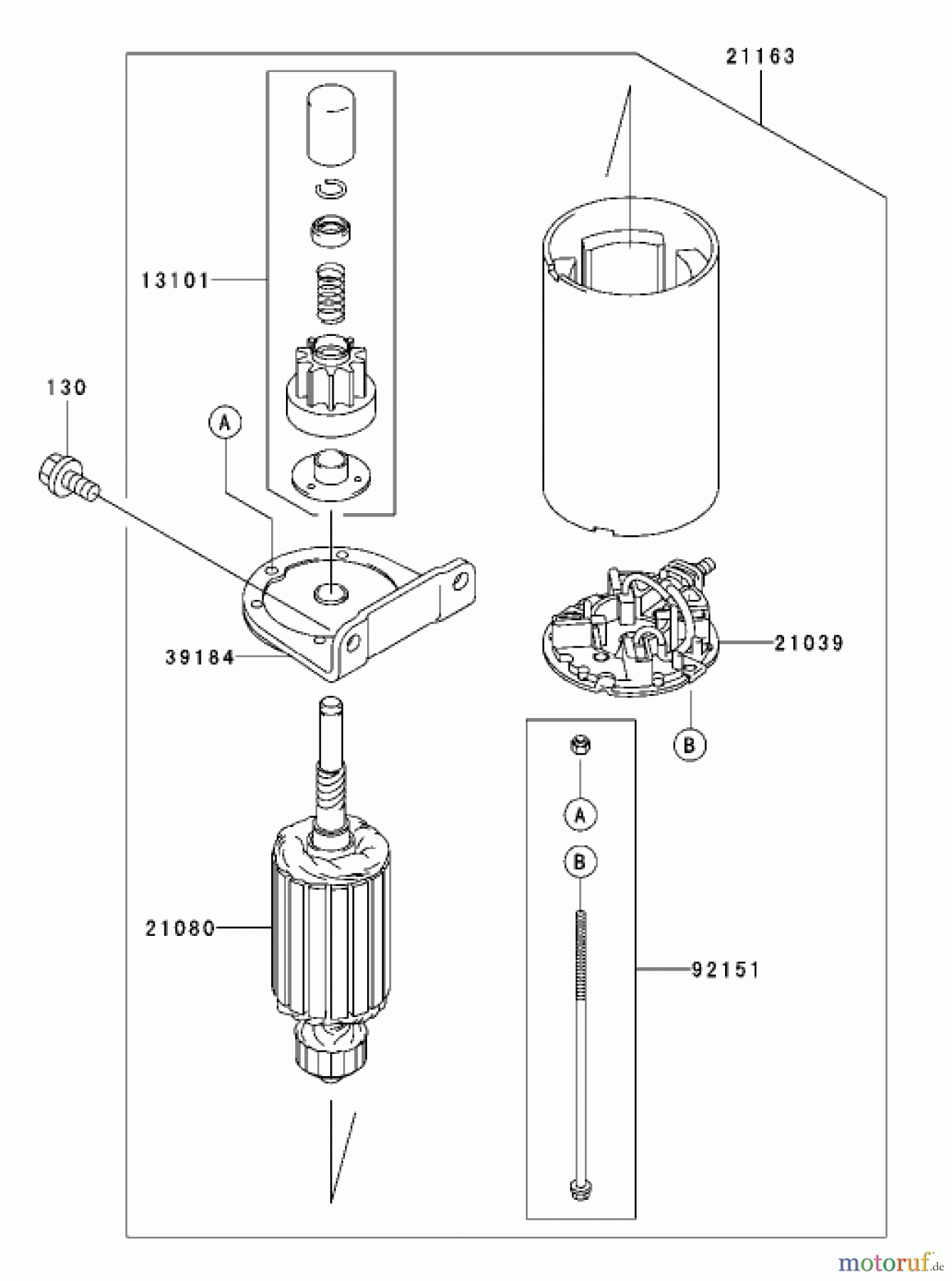 Toro Neu Mowers, Lawn & Garden Tractor Seite 1 72202 (419XT) - Toro 419XT Garden Tractor, 2003 (230000001-230999999) STARTER ASSEMBLY KAWASAKI FH580V-AS06