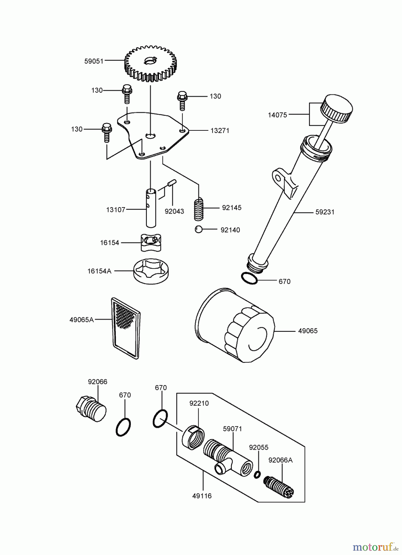 Toro Neu Mowers, Lawn & Garden Tractor Seite 1 72202 (430) - Toro 430 Garden Tractor, 2005 (250000001-250999999) LUBRICATION EQUIPMENT ASSEMBLY KAWASAKI FH580V-DS06