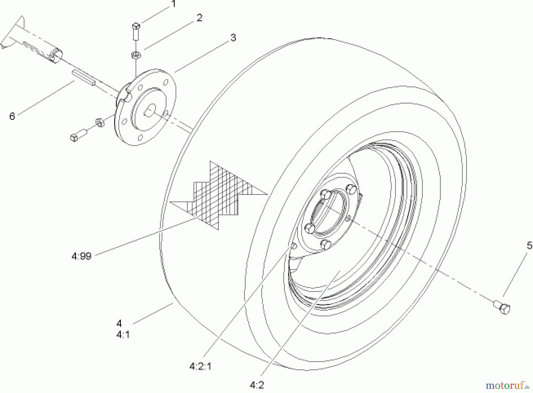  Toro Neu Mowers, Lawn & Garden Tractor Seite 1 72211 (417XT) - Toro 417XT Garden Tractor, 2004 (240000001-240999999) REAR WHEEL ASSEMBLY