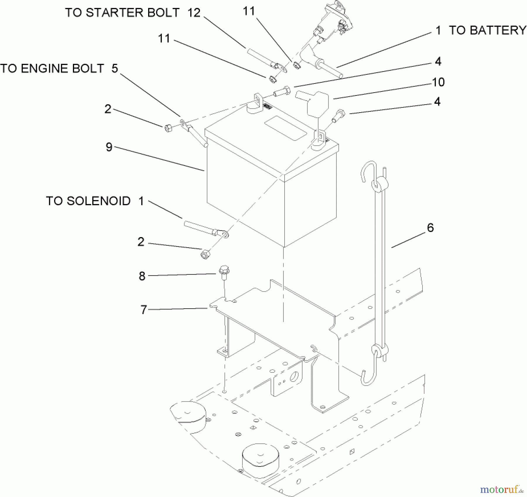 Toro Neu Mowers, Lawn & Garden Tractor Seite 1 72211 (420) - Toro 420 Garden Tractor, 2006 (260000001-260999999) BATTERY ASSEMBLY