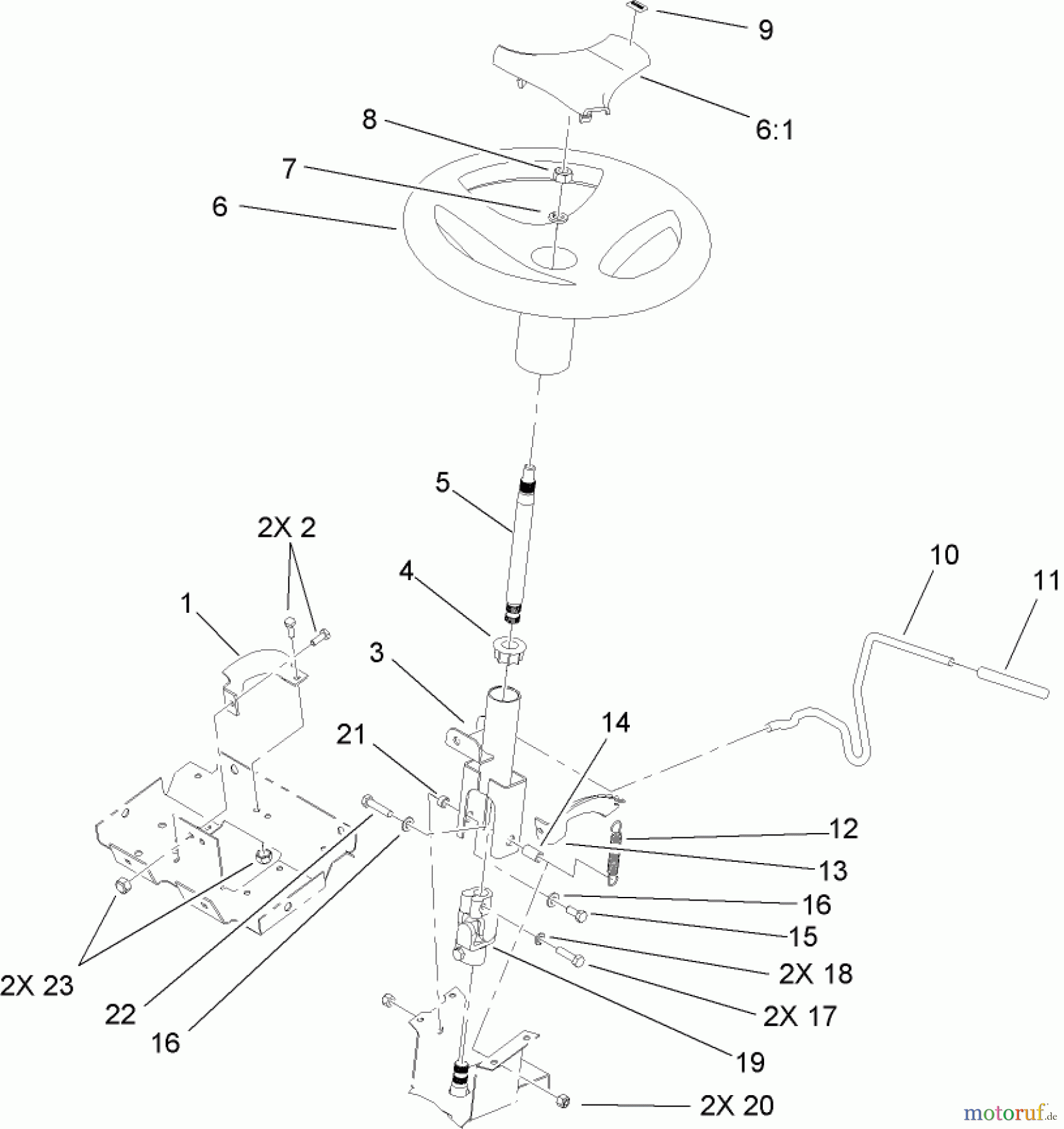  Toro Neu Mowers, Lawn & Garden Tractor Seite 1 72211 (420) - Toro 420 Garden Tractor, 2005 (250000001-250999999) STEERING WHEEL AND TILT ASSEMBLY