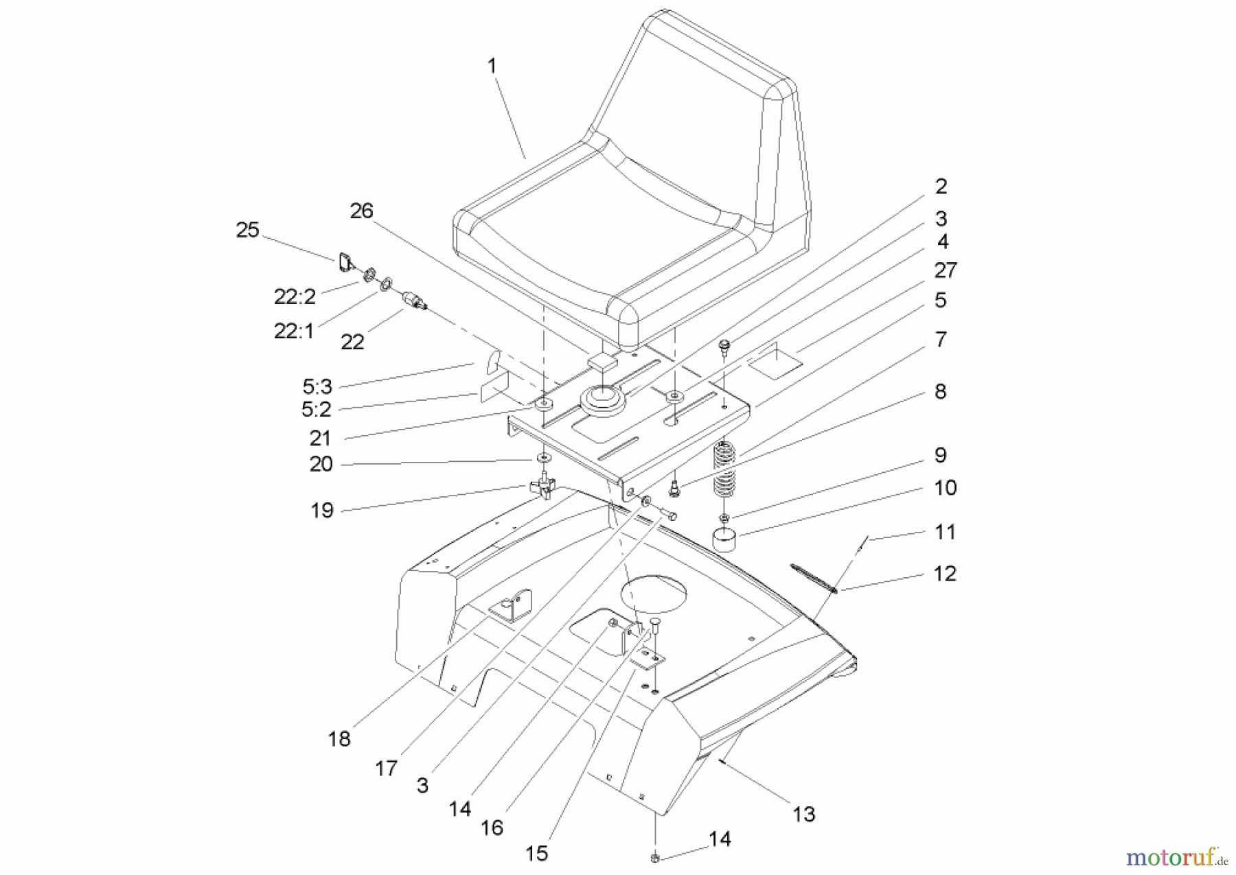 Toro Neu Mowers, Lawn & Garden Tractor Seite 1 72212 (419XT) - Toro 419XT Garden Tractor, 2004 (240000001-240999999) SEAT ASSEMBLY