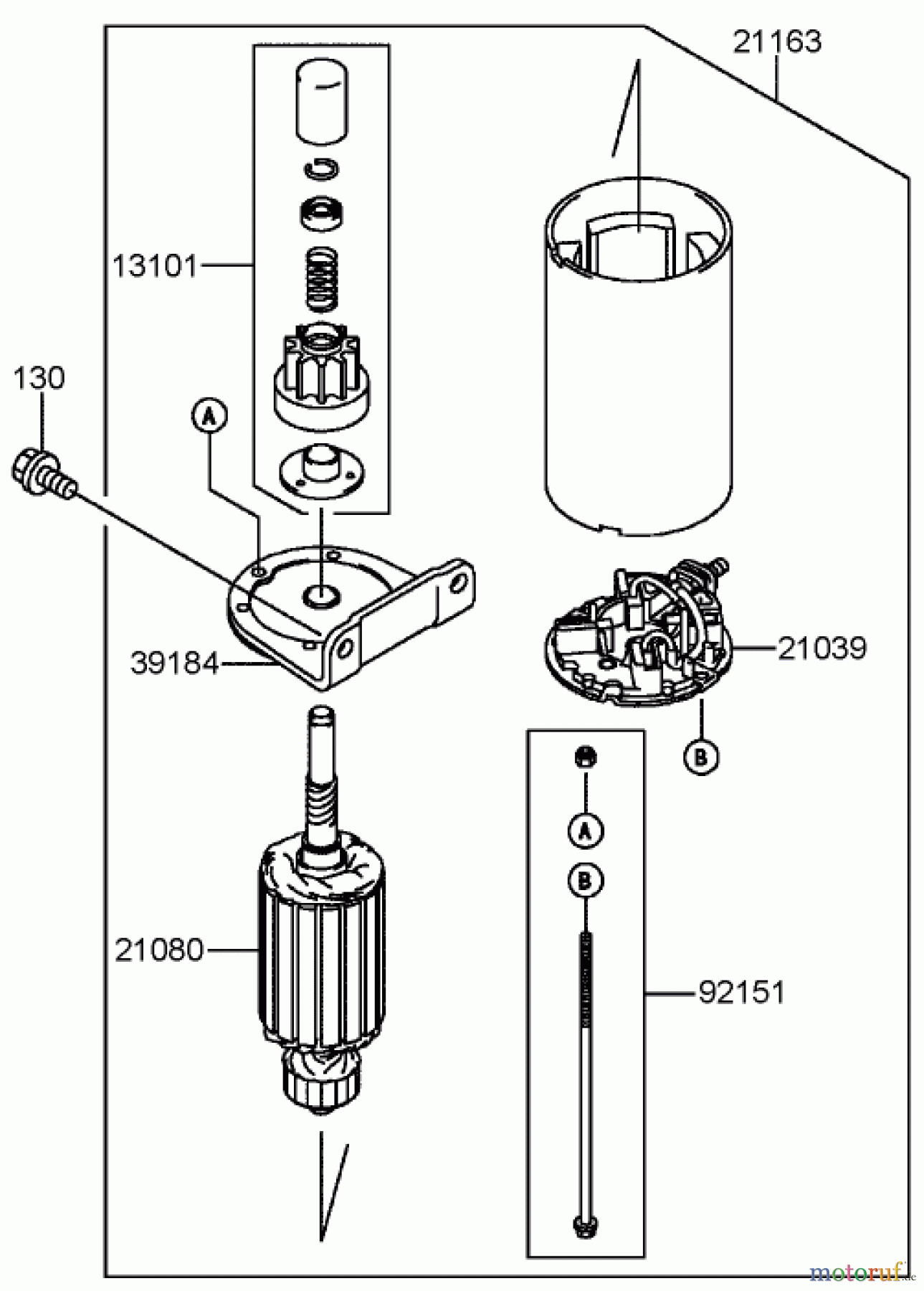 Toro Neu Mowers, Lawn & Garden Tractor Seite 1 72212 (419XT) - Toro 419XT Garden Tractor, 2004 (240000001-240999999) STARTER ASSEMBLY KAWASAKI FH580V-BS06