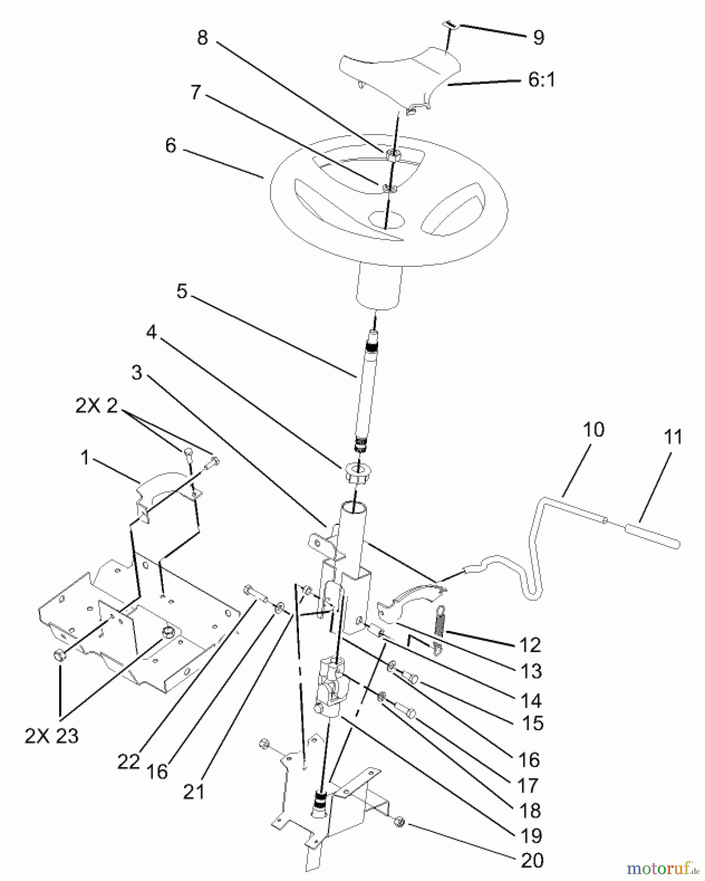 Toro Neu Mowers, Lawn & Garden Tractor Seite 1 72212 (419XT) - Toro 419XT Garden Tractor, 2004 (240000001-240999999) STEERING WHEEL AND TILT ASSEMBLY