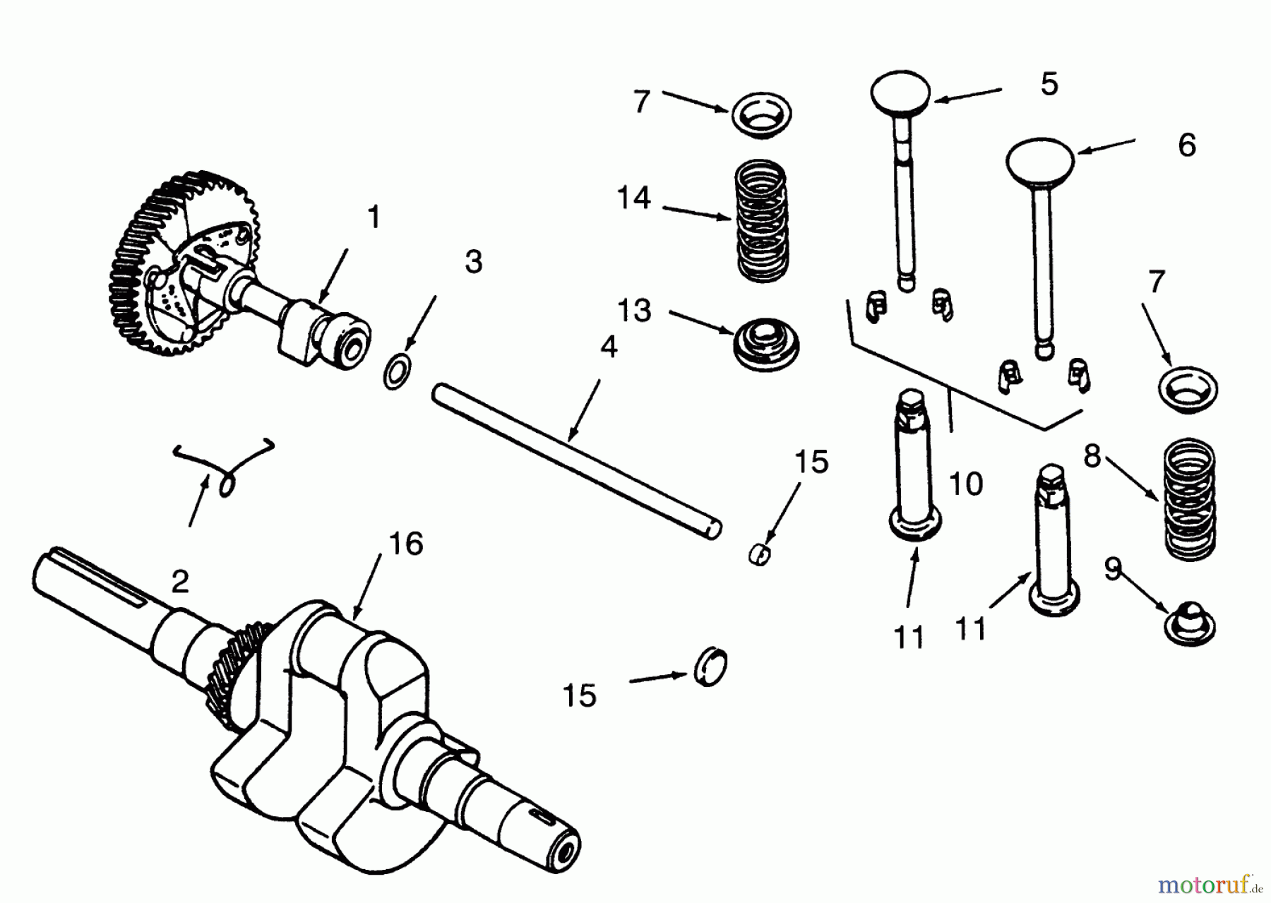 Toro Neu Mowers, Lawn & Garden Tractor Seite 1 73320 (310-8) - Toro 310-8 Garden Tractor, 1993 (3900001-3999999) CAMSHAFT, CRANKSHAFT AND VALVES