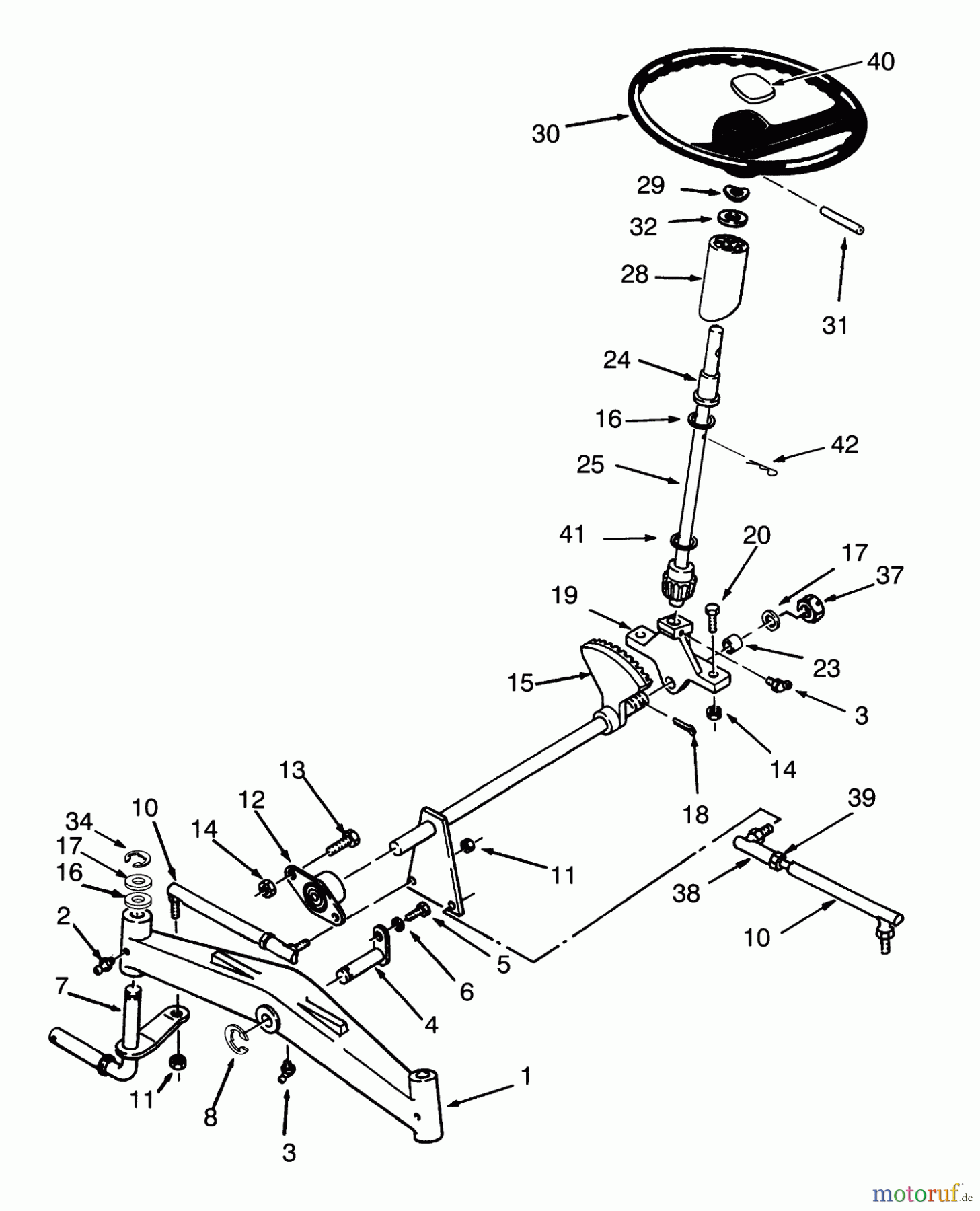 Toro Neu Mowers, Lawn & Garden Tractor Seite 1 73320 (310-8) - Toro 310-8 Garden Tractor, 1993 (3900001-3999999) FRONT AXLE AND STEERING