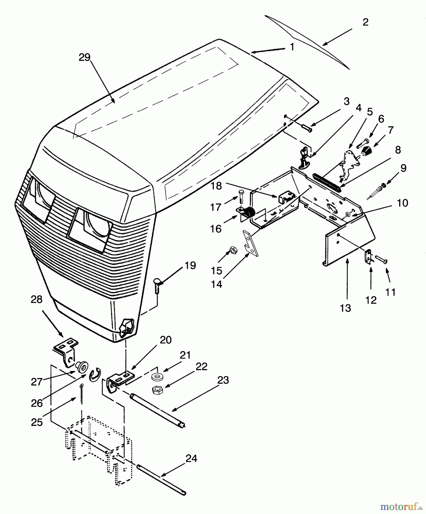 Toro Neu Mowers, Lawn & Garden Tractor Seite 1 73320 (310-8) - Toro 310-8 Garden Tractor, 1993 (3900001-3999999) HOOD ASSEMBLY