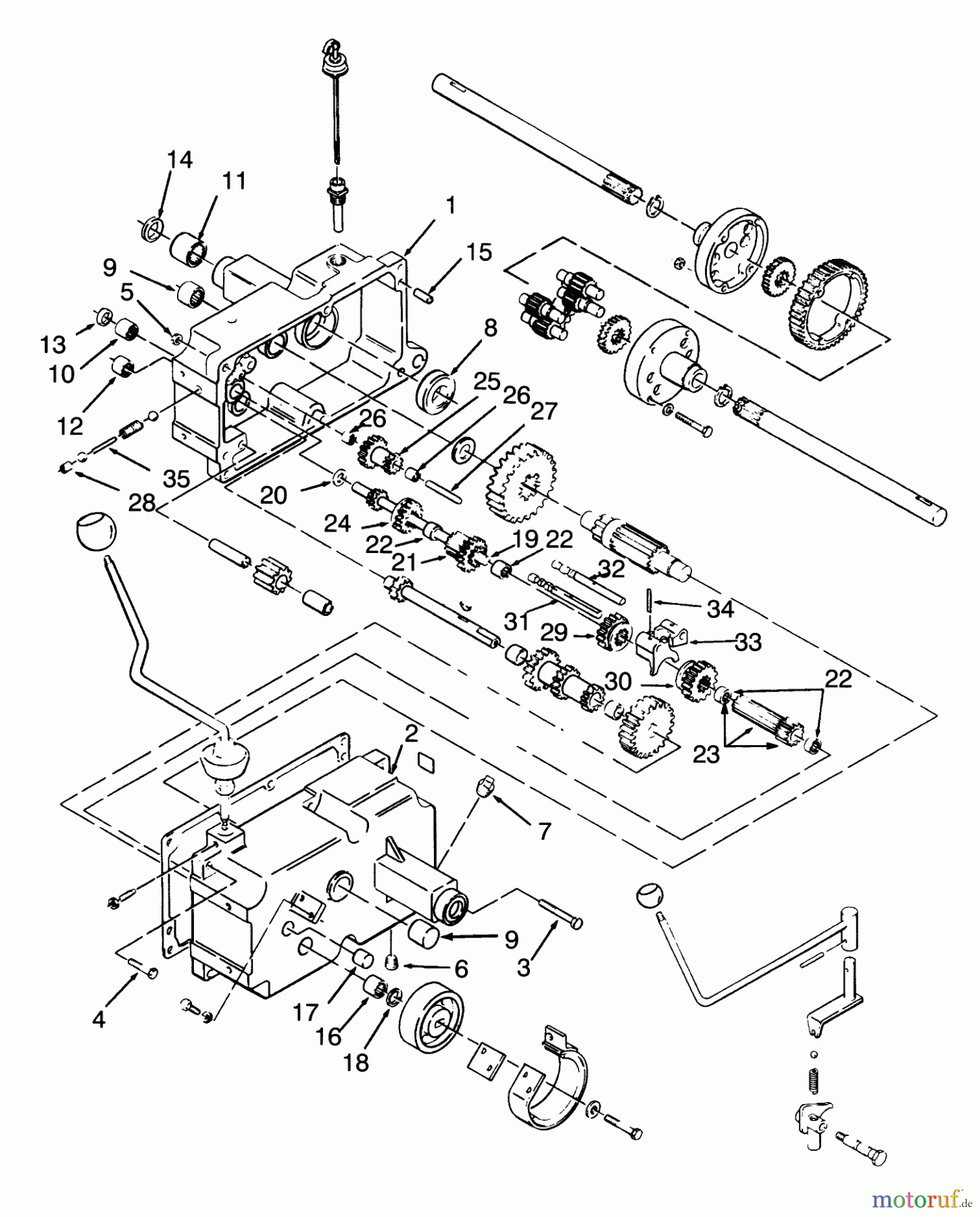 Toro Neu Mowers, Lawn & Garden Tractor Seite 1 73320 (310-8) - Toro 310-8 Garden Tractor, 1993 (3900001-3999999) TRANSMISSION 8-SPEED #1