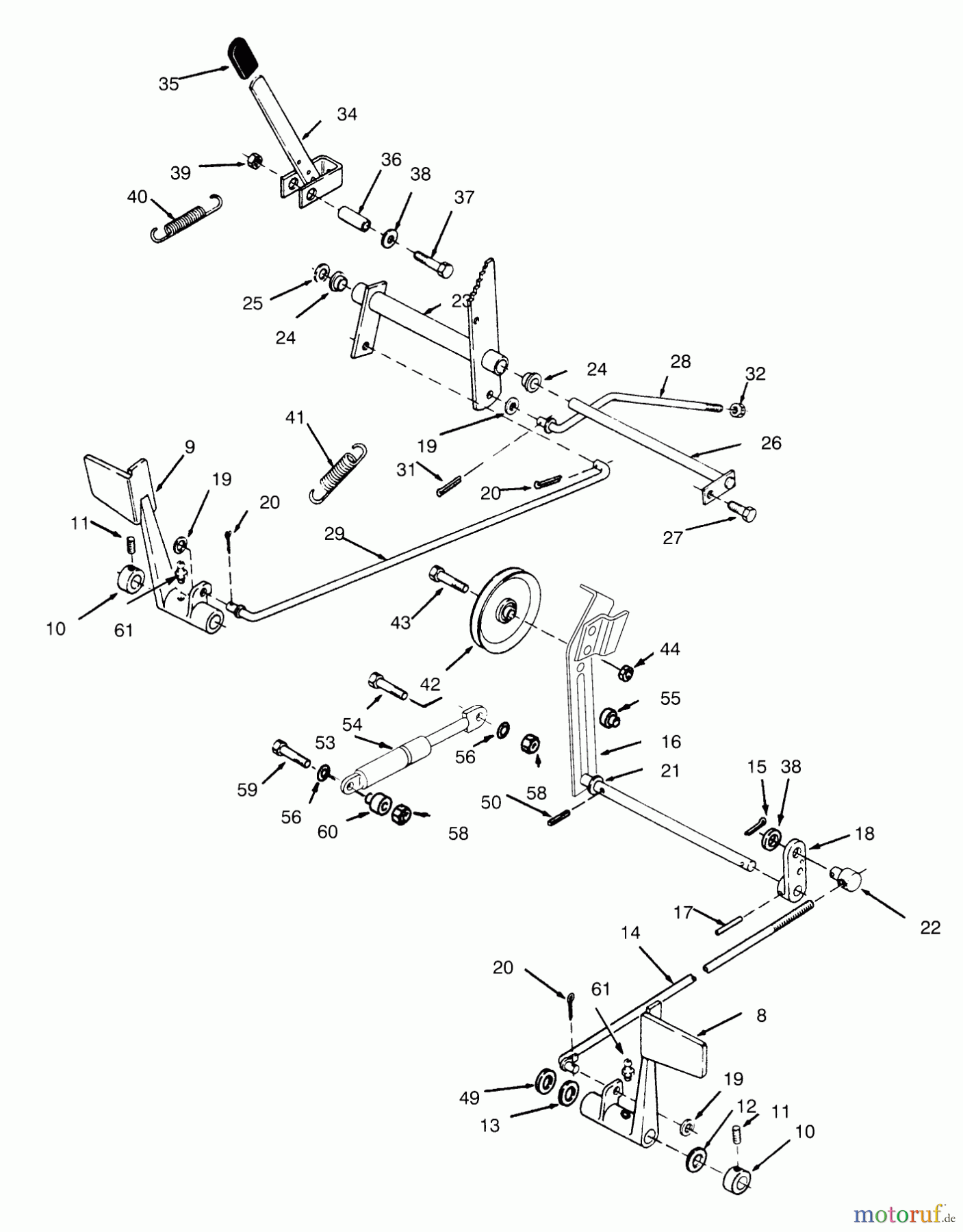 Toro Neu Mowers, Lawn & Garden Tractor Seite 1 73362 (312-8) - Toro 312-8 Garden Tractor, 1996 (6900001-6999999) CLUTCH, BRAKE AND SPEED CONTROL LINKAGE